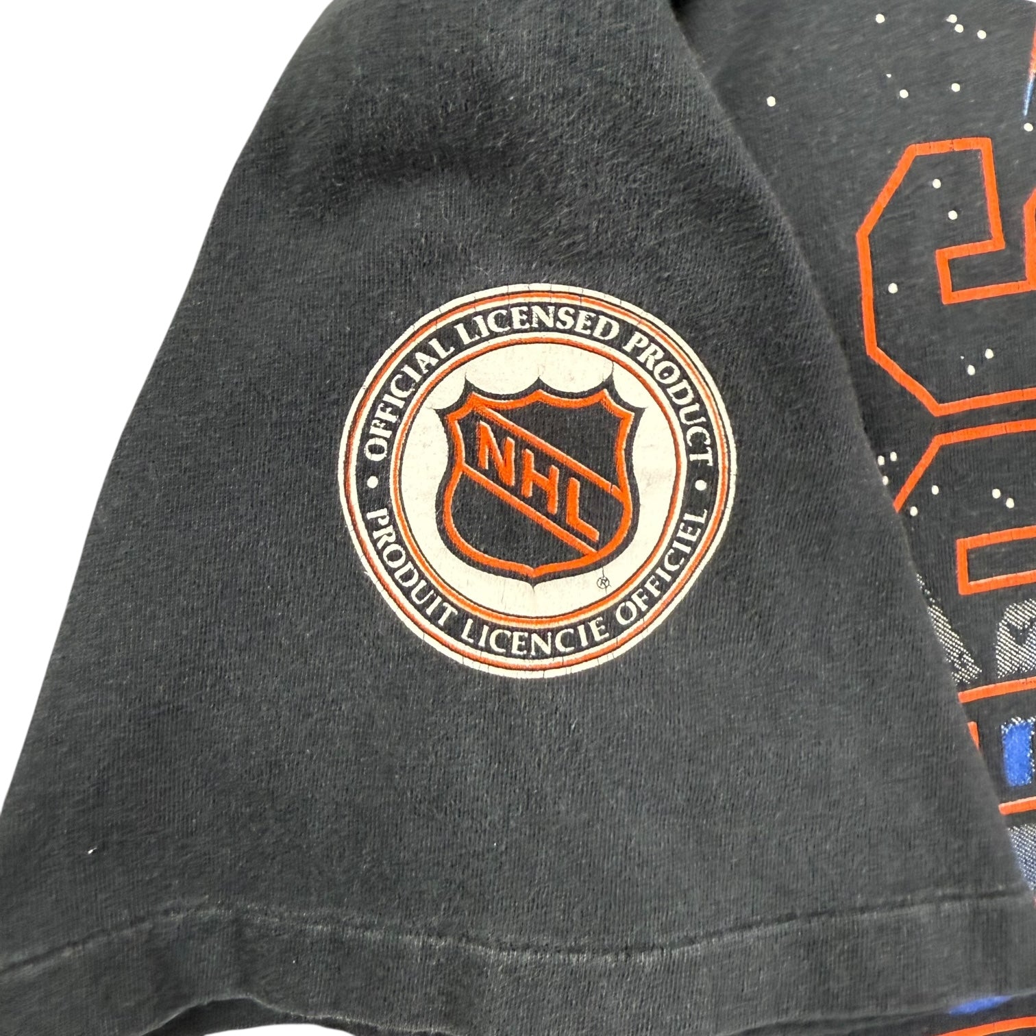 1994 Bulletin Athletics Edmonton Oilers AOP Goalie Tee Black