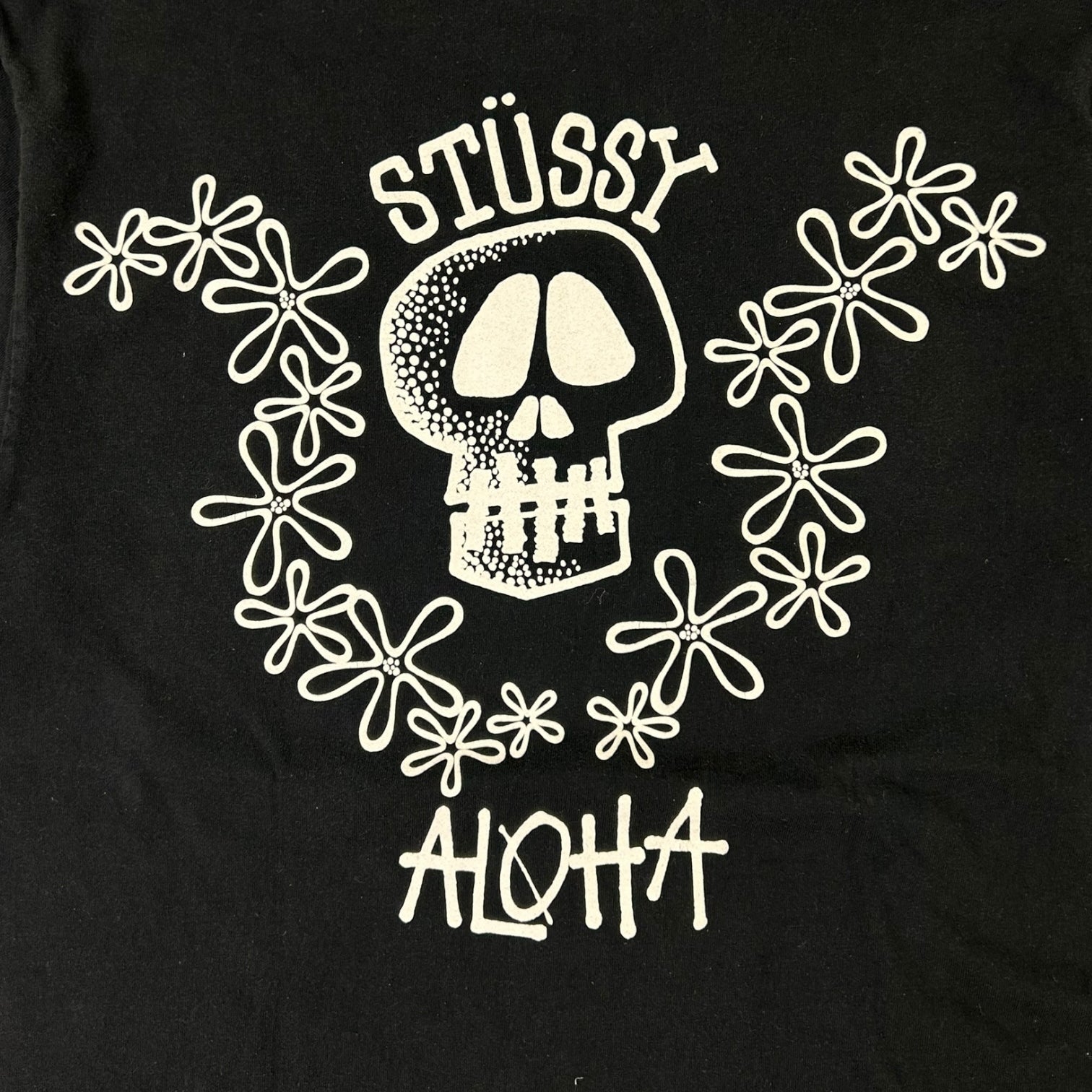 Vintage Stussy Aloha Graphic T-Shirt Black