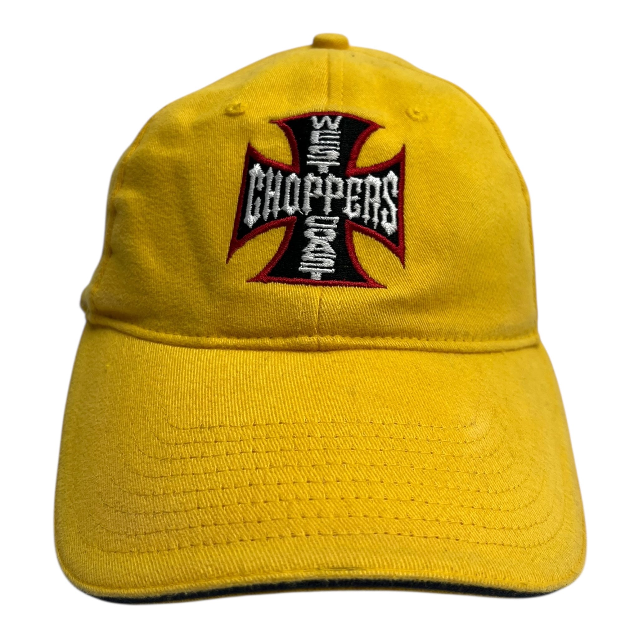 Vintage West Coast Chopper Iron Cross Hat Yellow