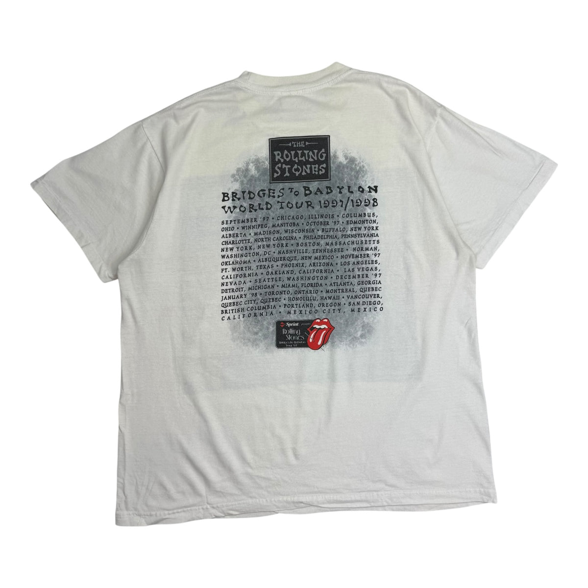 1997/98 The Rolling Stones Bridges To Babylon World Tour Tee White