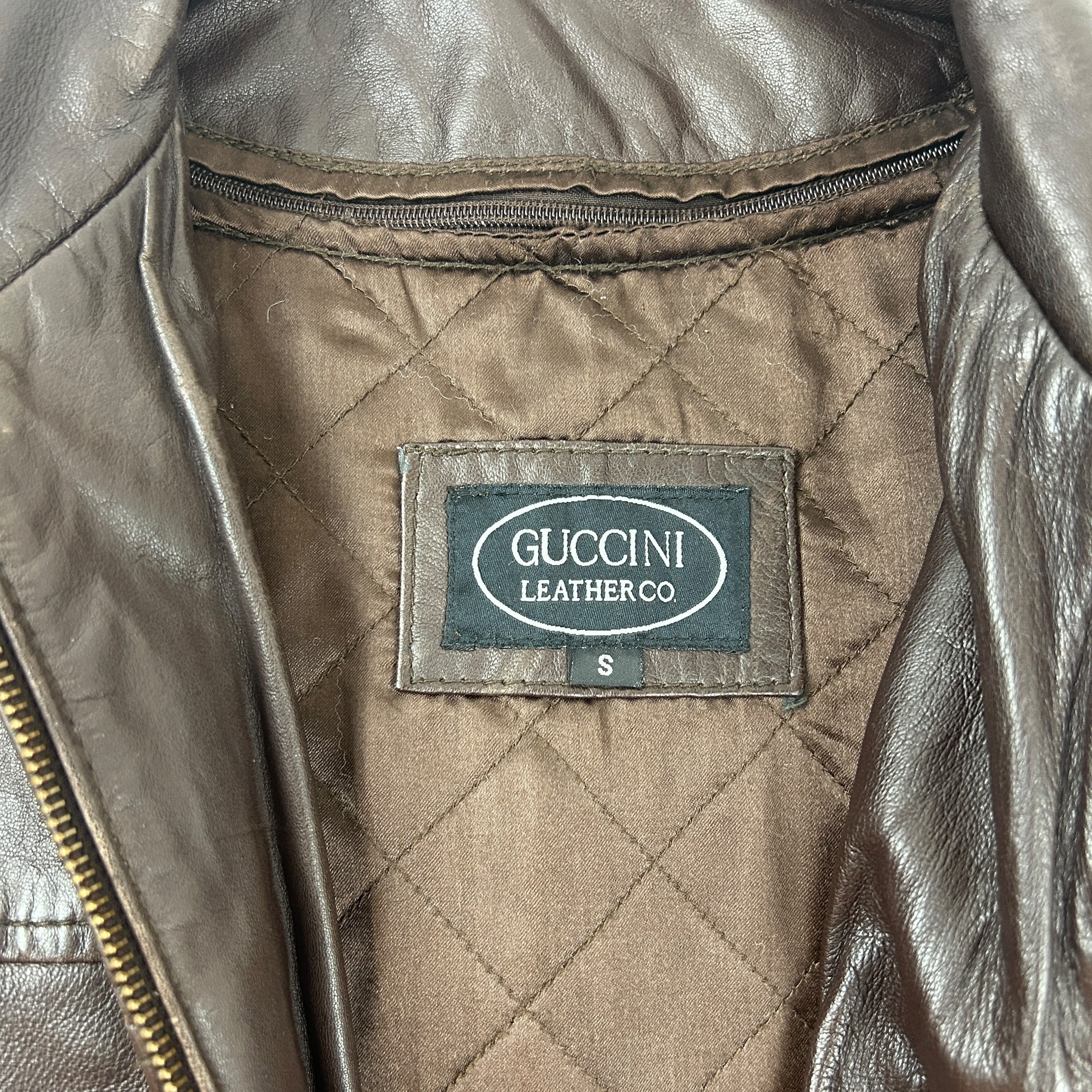 Vintage Guccini Leather Jacket Brown