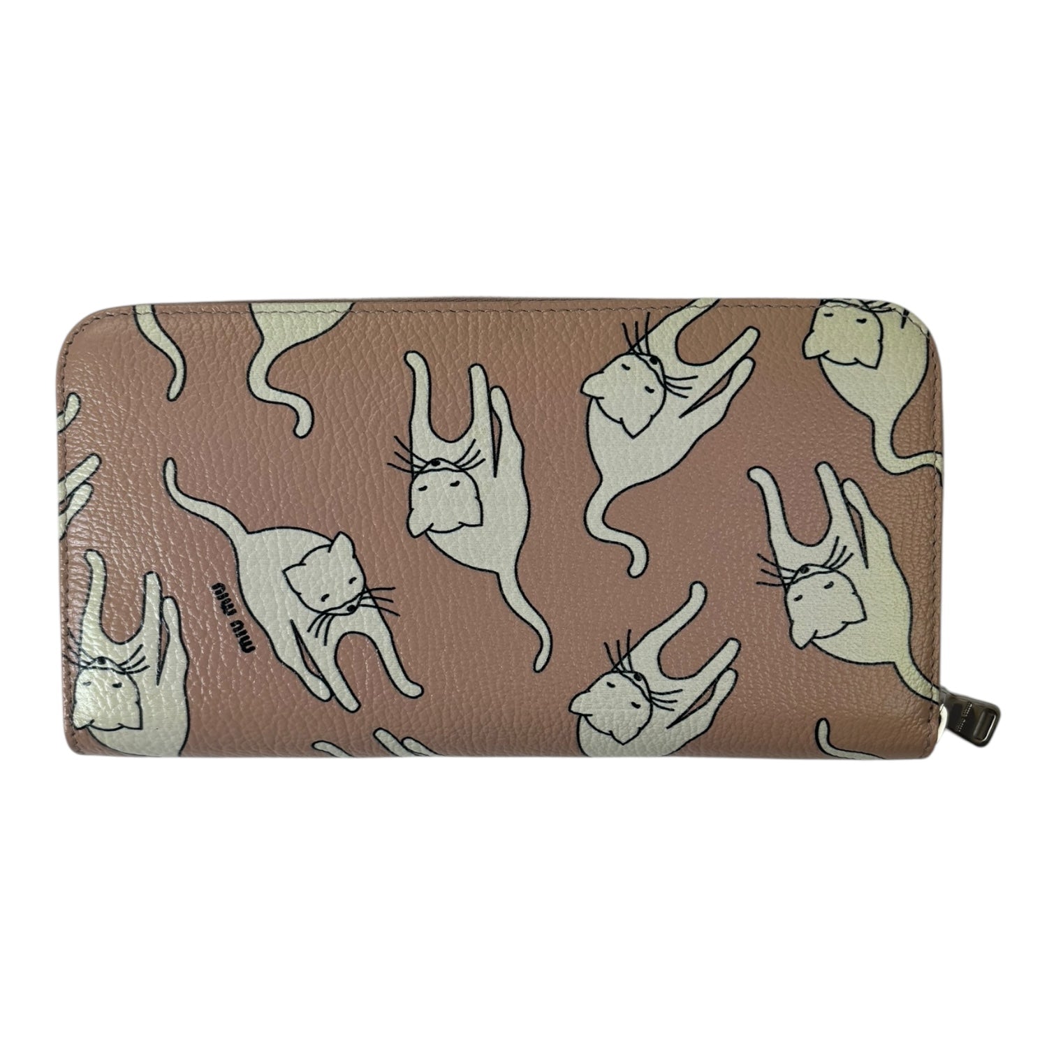 Miu Miu All Over Print Cat Long Wallet Pink