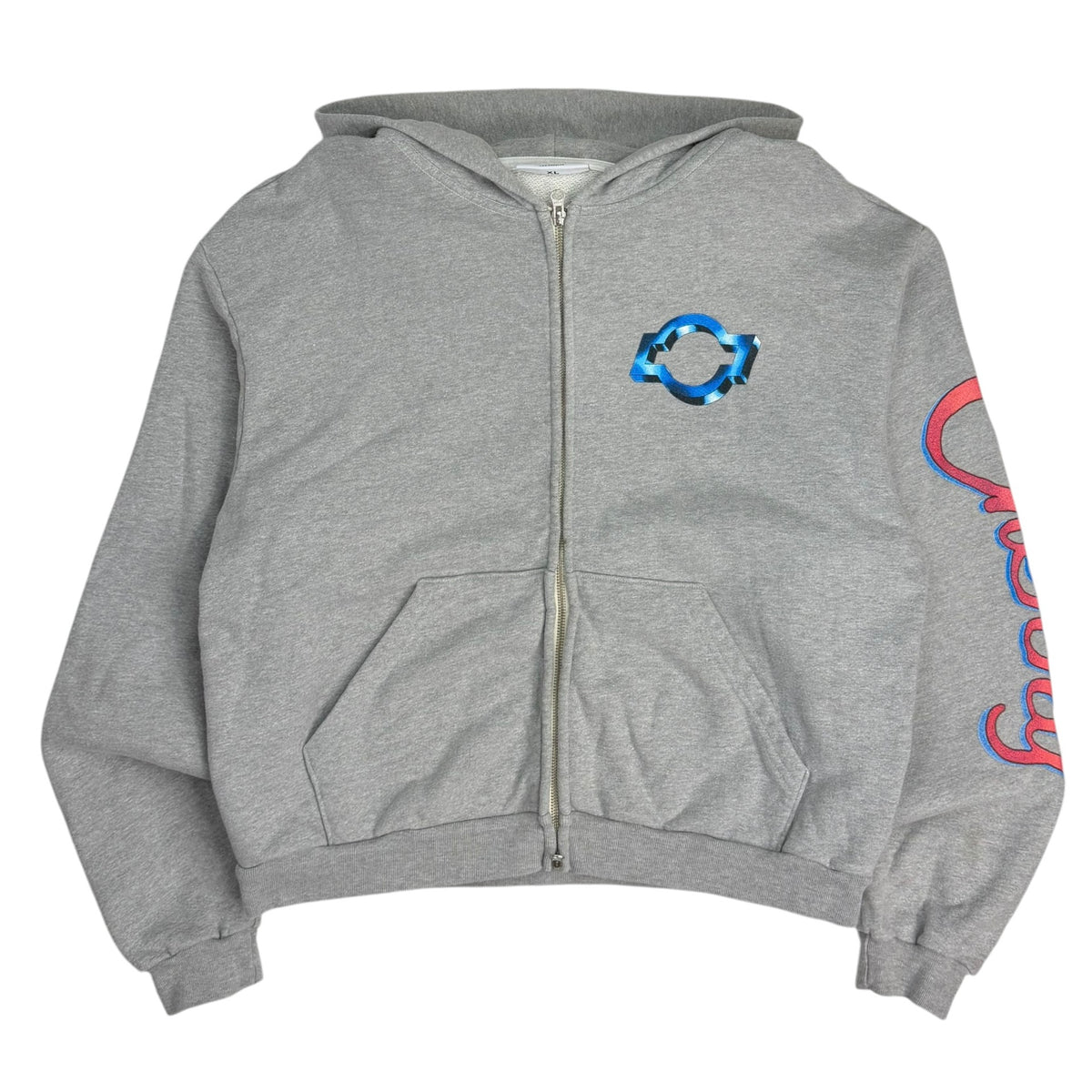(W) Cherry LA “Anytime Baby” Zip Up Hoodie Grey