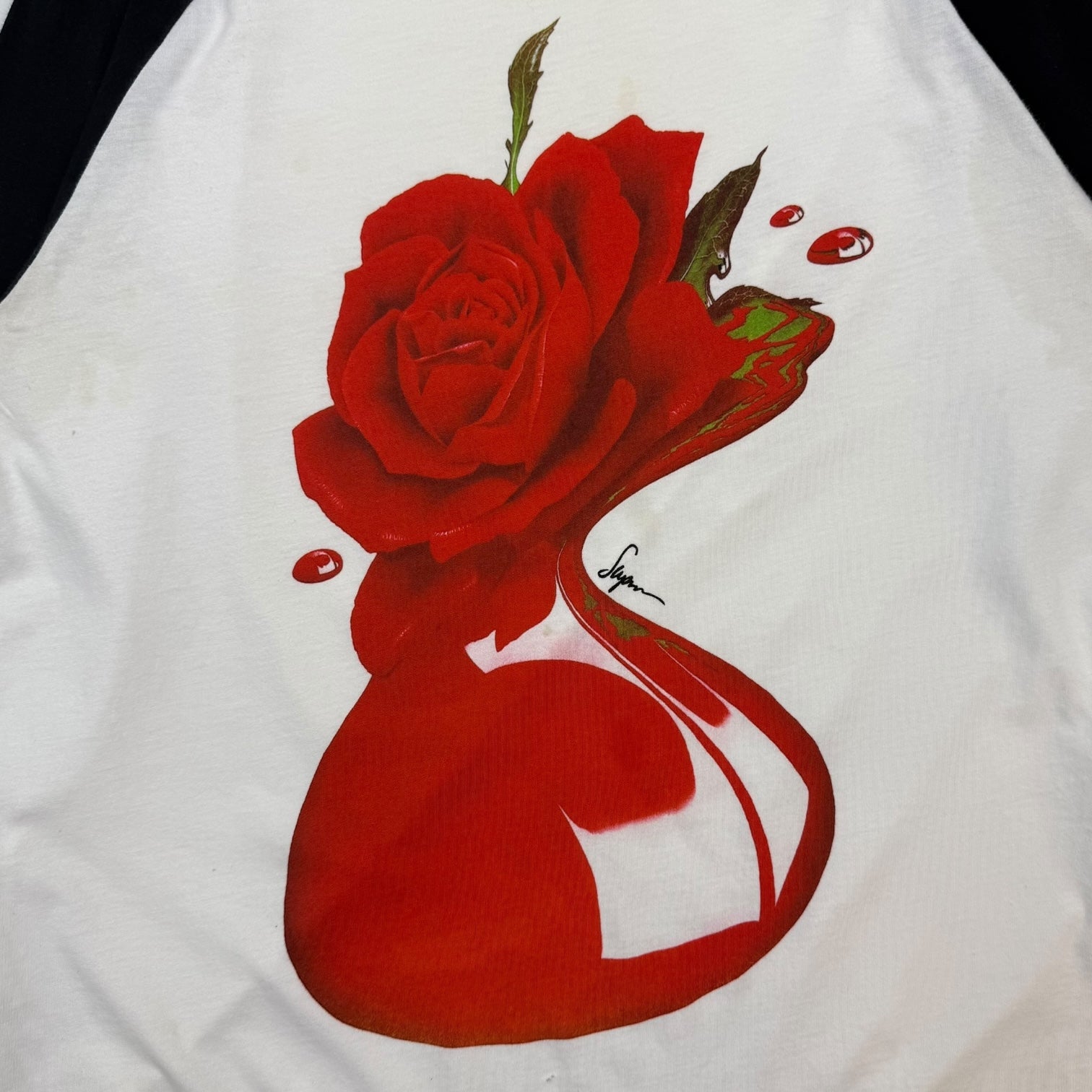Supreme Melting Rose Raglan Tee White/Black