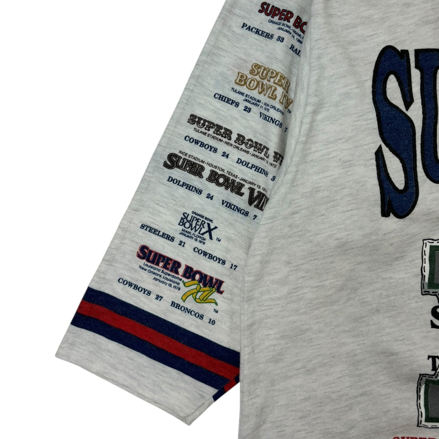 Vintage 1991 Super Bowl XXV Silver Anniversary 3/4 Sleeve T-Shirt Grey