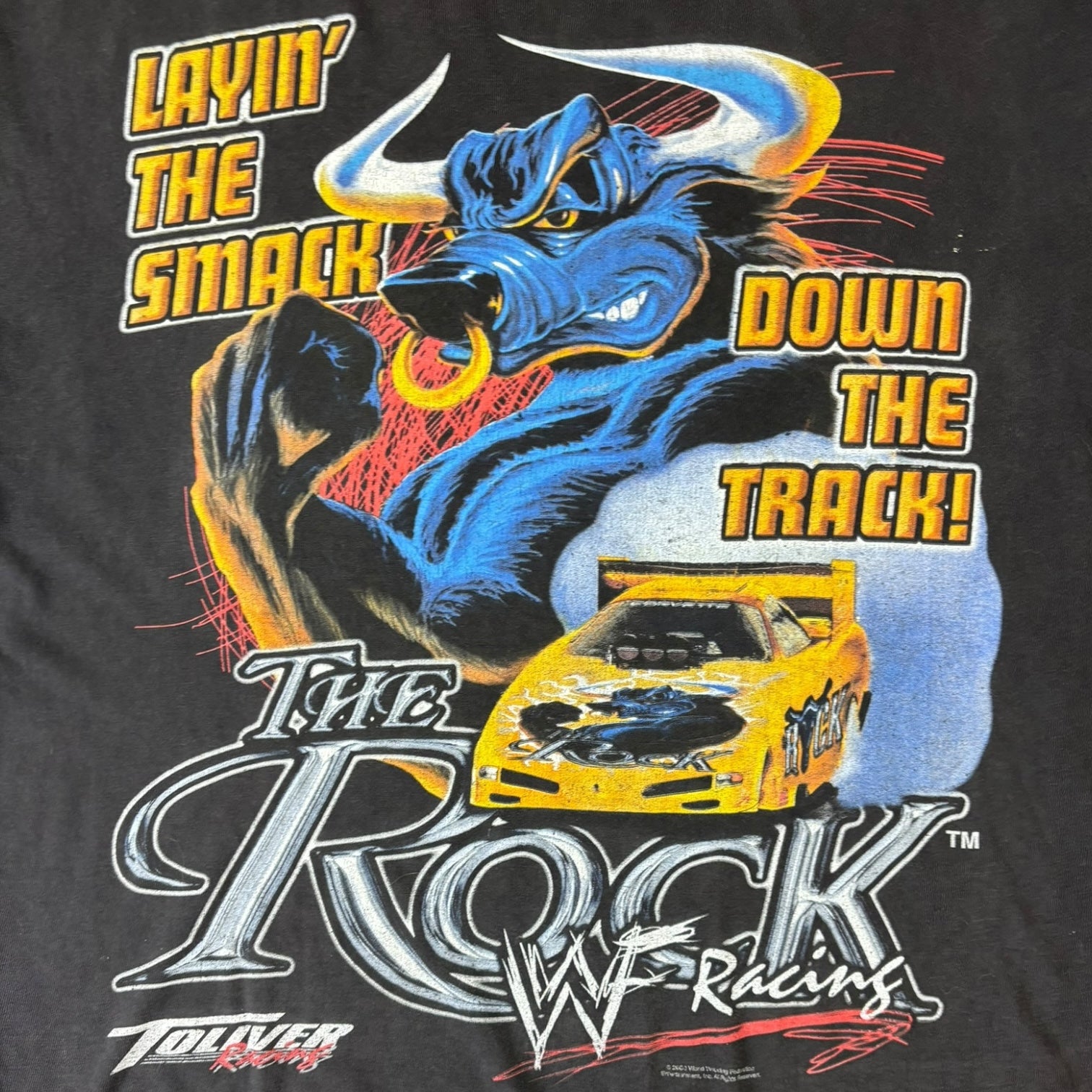 Vintage 2000 WWF Racing “The Rock” T-Shirt Black