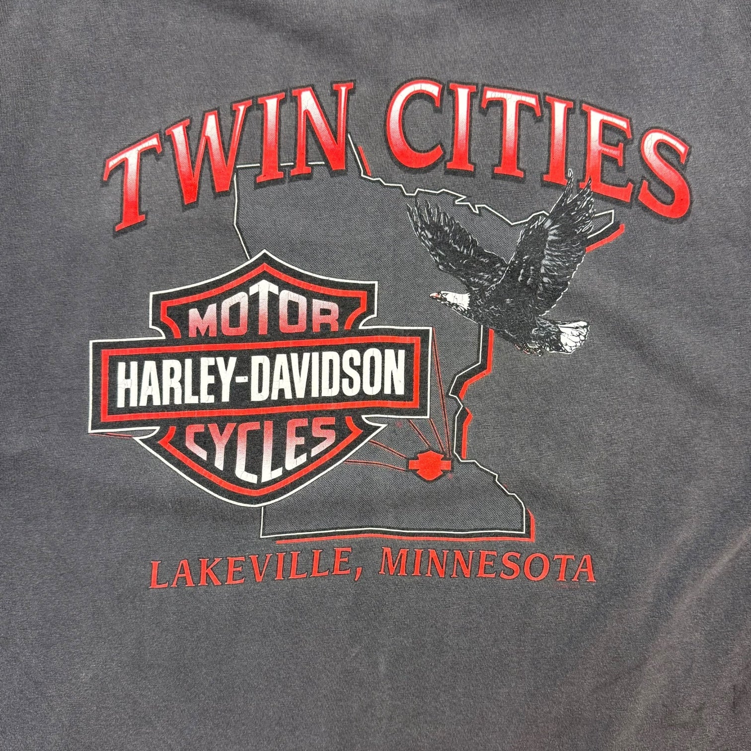Vintage Harley Davidson Of Lakeville Tee Faded Black