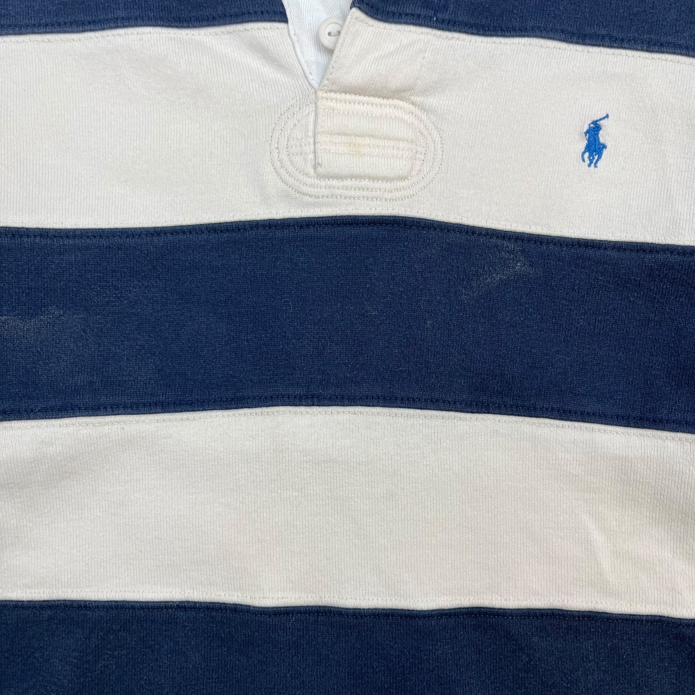 Vintage Polo Ralph Lauren Rugby Shirt White/Navy Blue