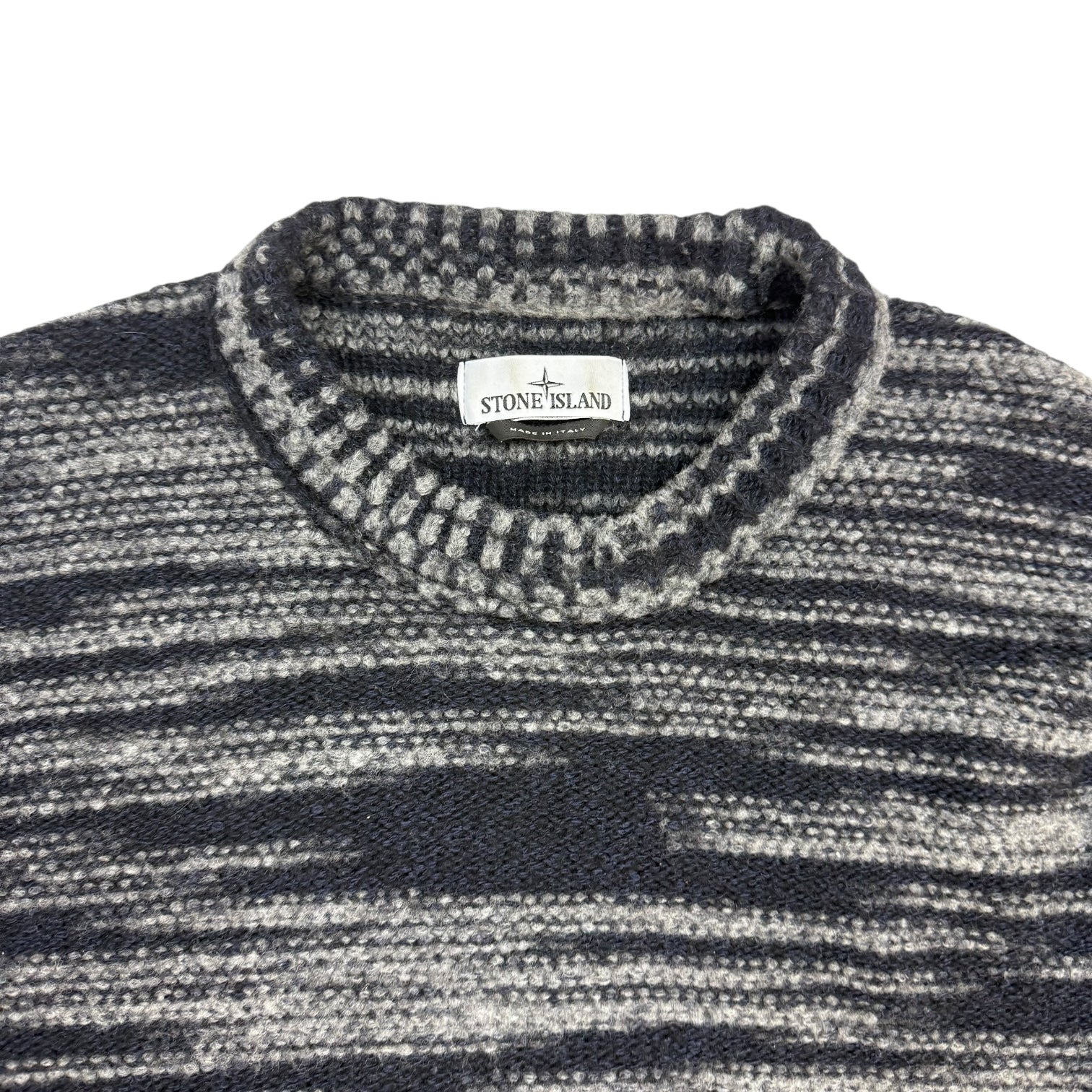 Stone Island Reverse Seam Mark Knit Crewneck Black/Grey