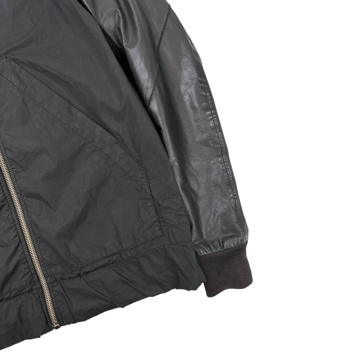 Rick Owens Drkshdw Olmar and Mirta Leather Sleeves Jacket Black
