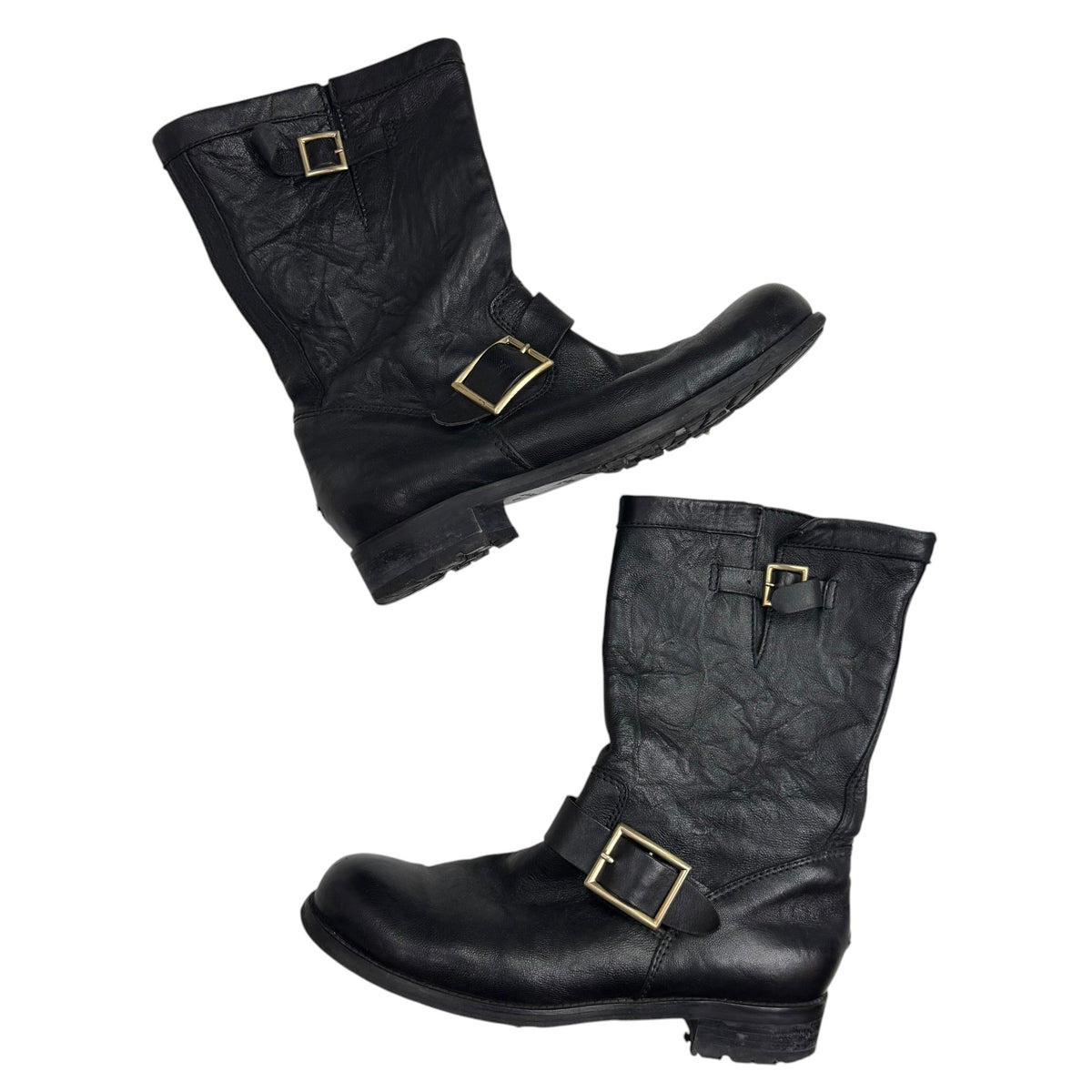 (W) Jimmy Choo Biker Mid Leather Ankle Boot Black (Used)
