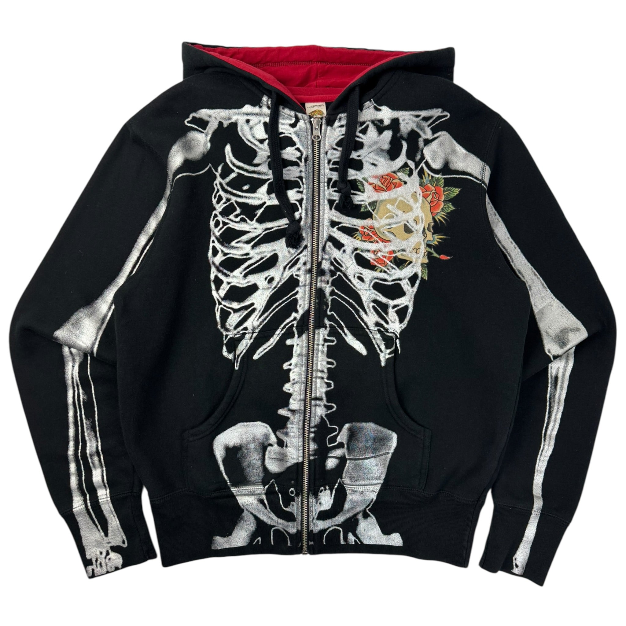 Vintage Ed Hardy Skeleton Body Zip Up Hoodie