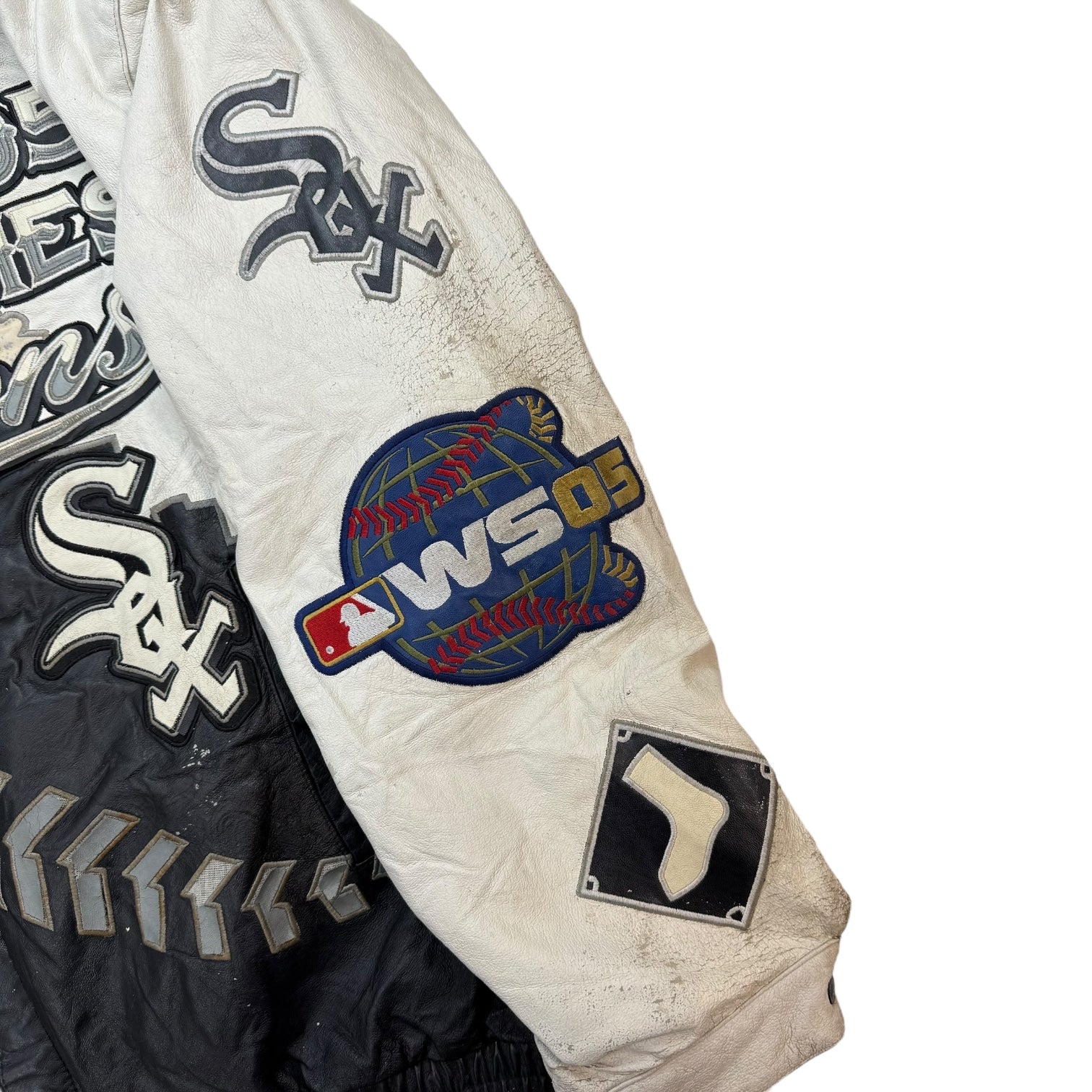 2005 Jeff Hamilton Chicago White Sox World Series Champions Leather Jacket White/Black