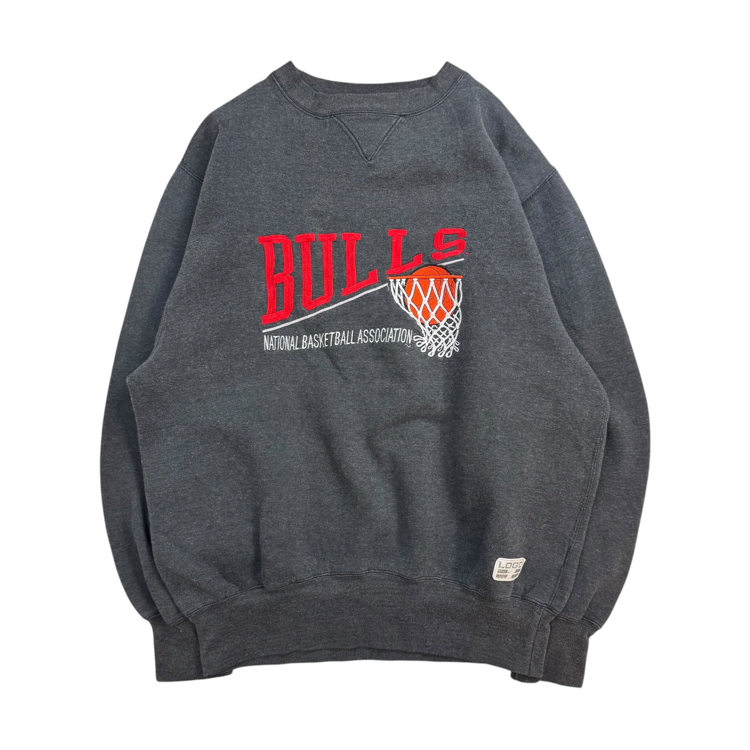 Vintage Logo 7 Chicago Bulls Crewneck Faded Grey