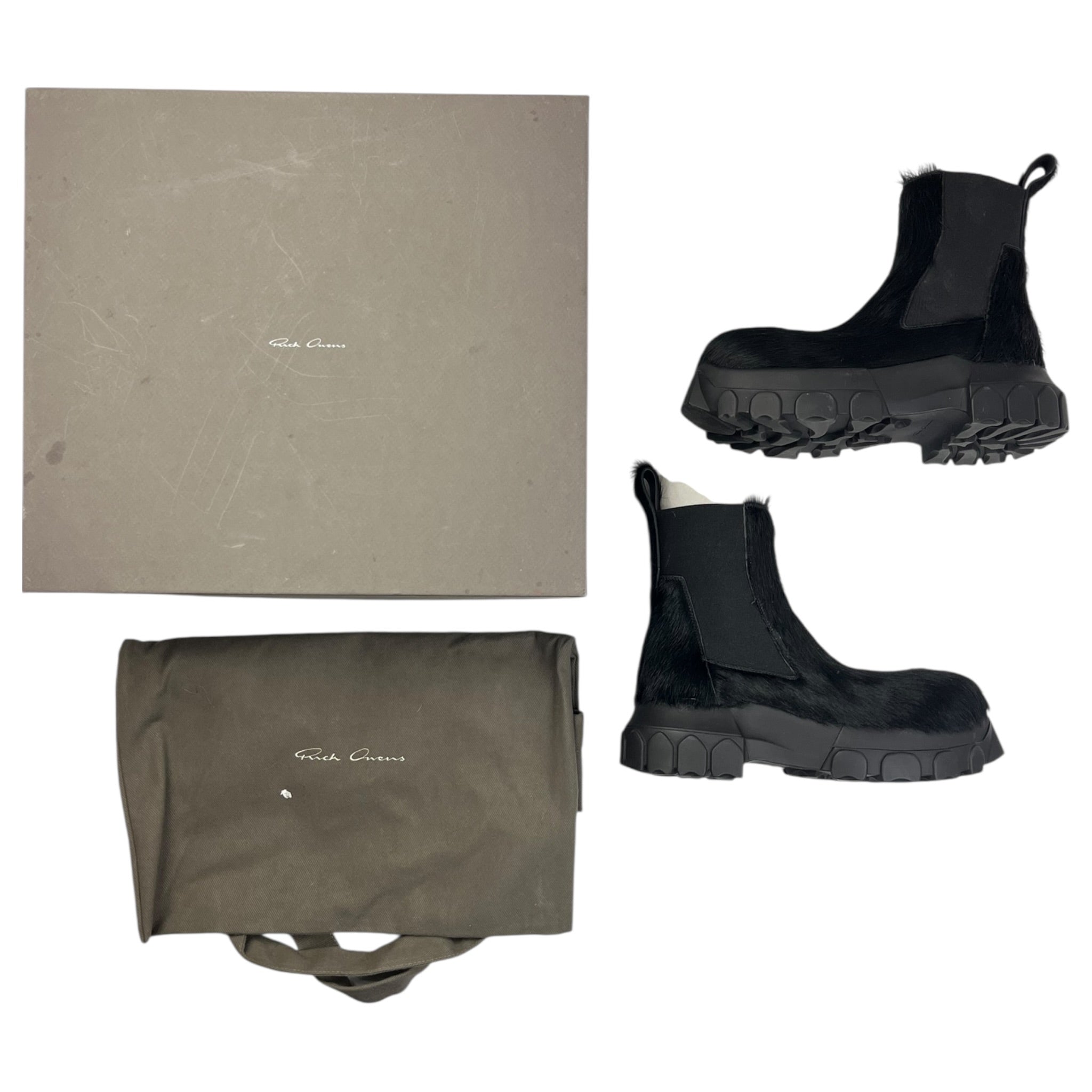 (W) Rick Owens Black Concordians Beatle Bozo Tractors Boots (Used)