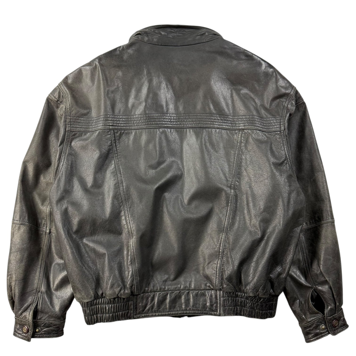 Vintage Leather Bomber Jacket Black