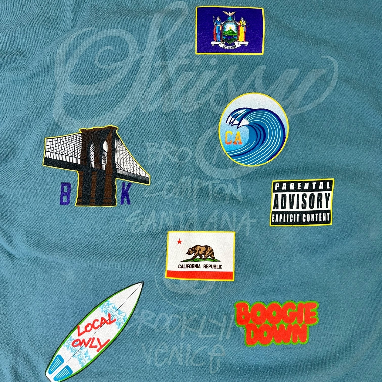 Stussy Worldwide Tour Flags T-Shirt Teal