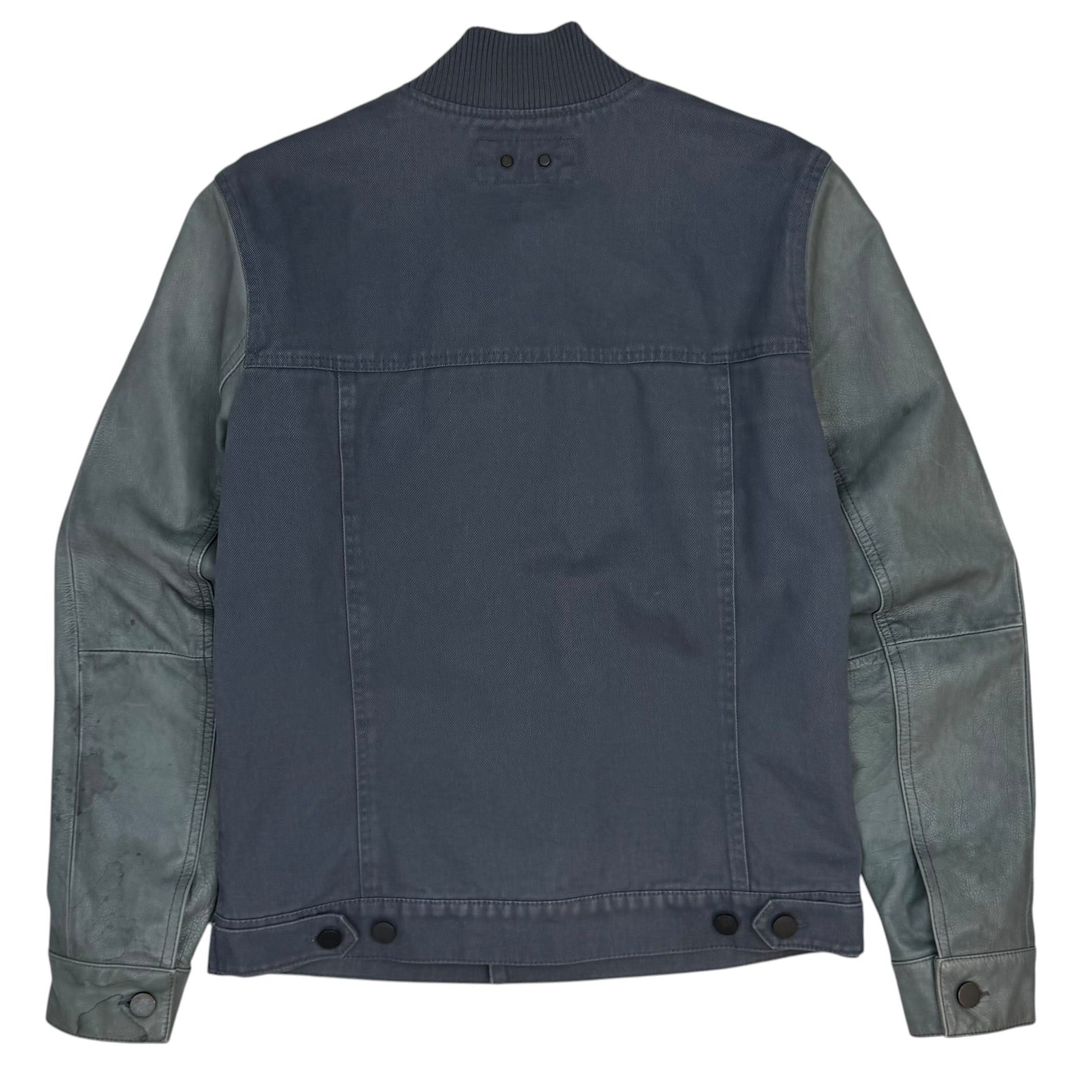 T By Alexander Wang Leather Sleeve Denim Jacket Grey