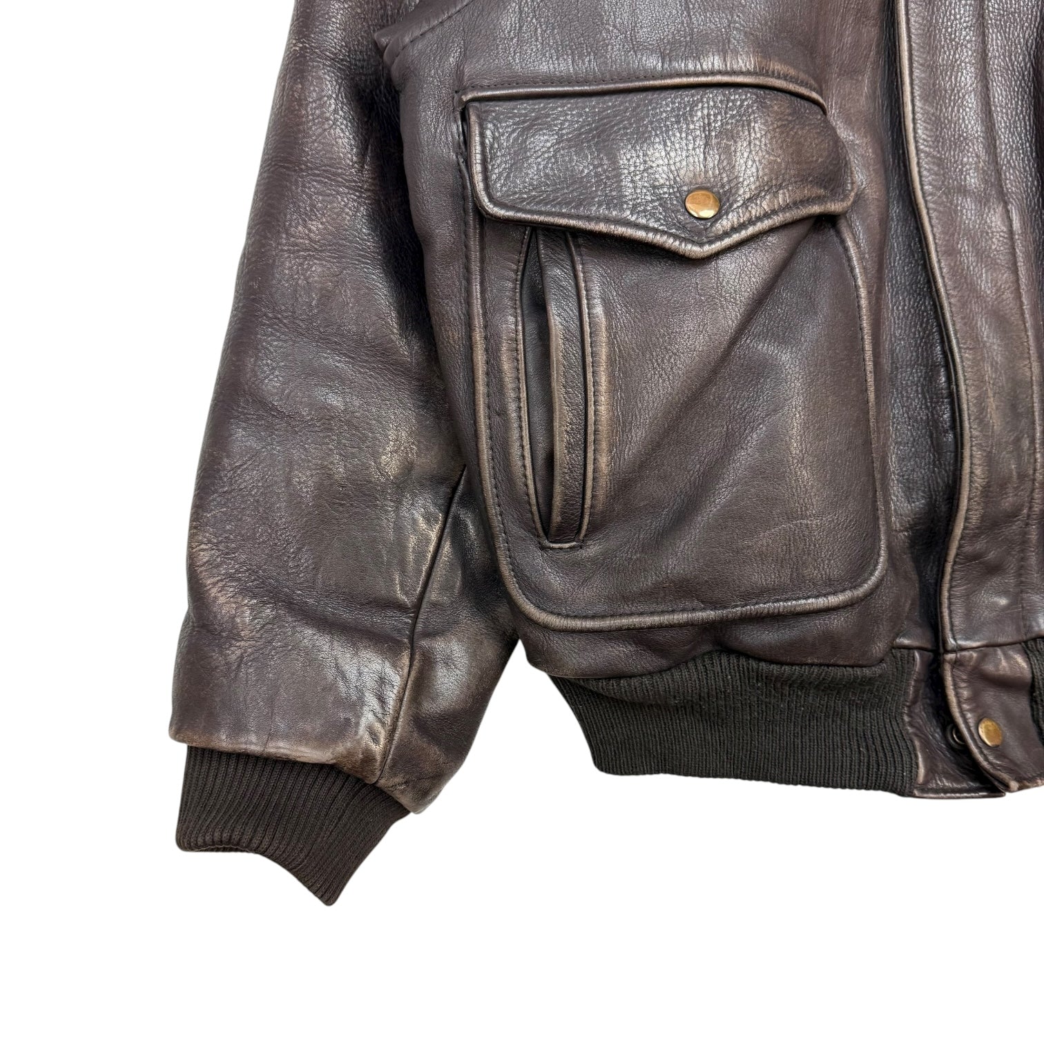 Vintage Leather Bomber Jacket Brown