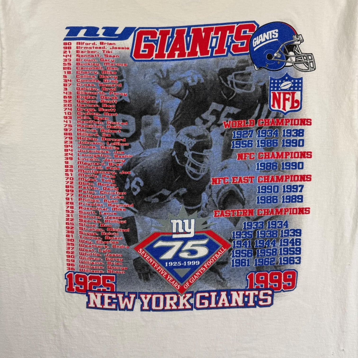 1999 New York Giants 75th Anniversary Tee White