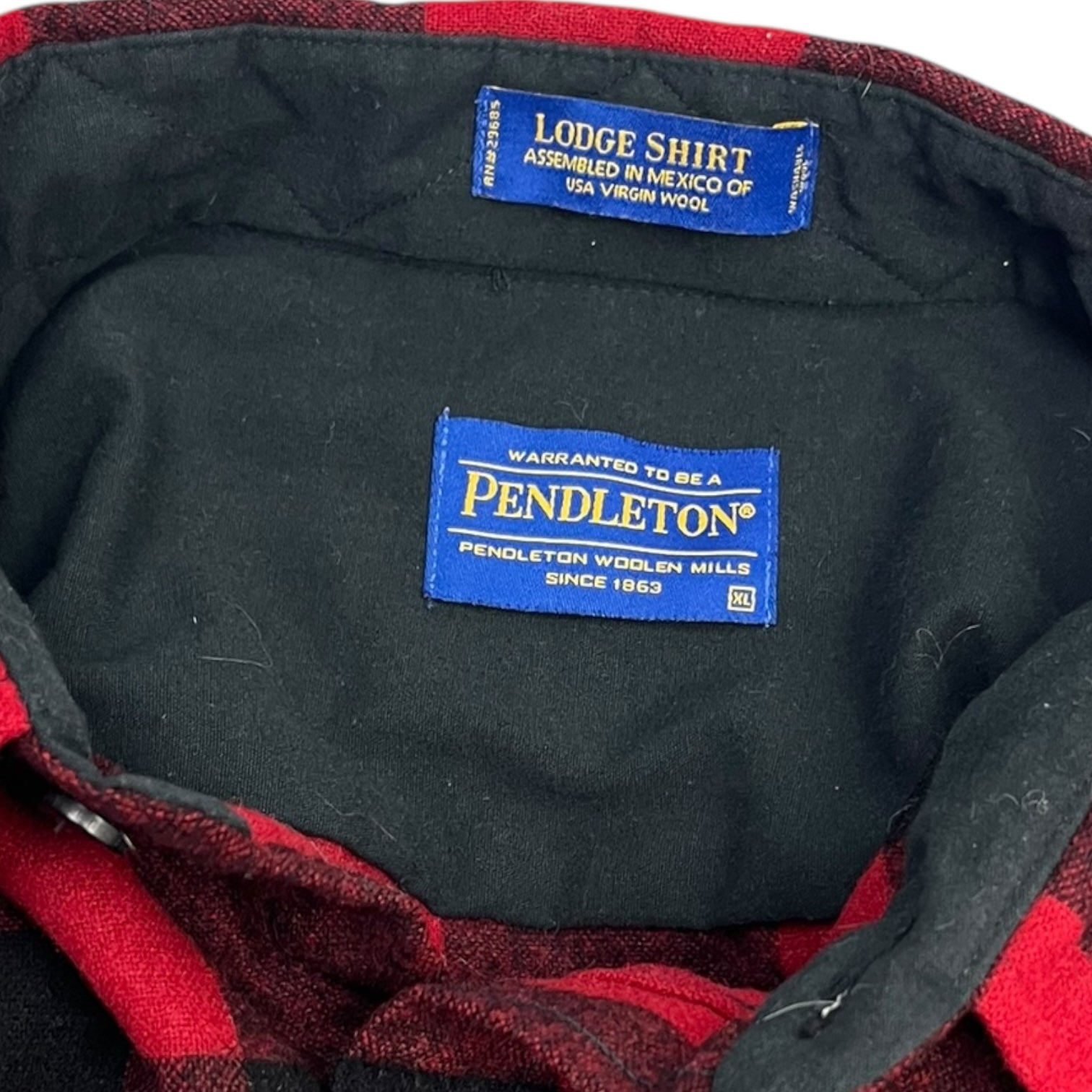 Vintage Pendleton Wool Checkered Lodge Button-Up Shirt Red/Noir