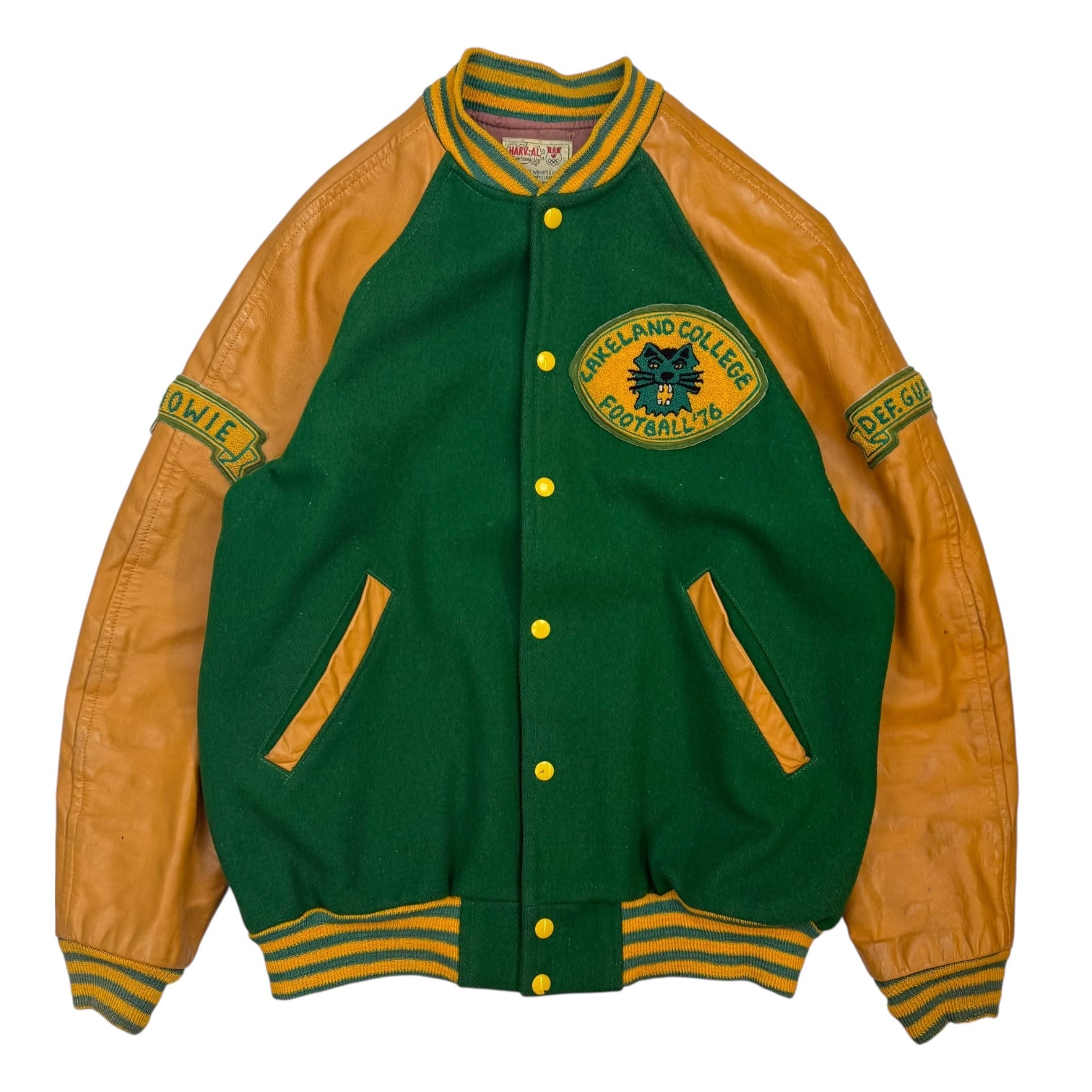 1976 Lakeland College Football Letterman Bomber Jacket Green