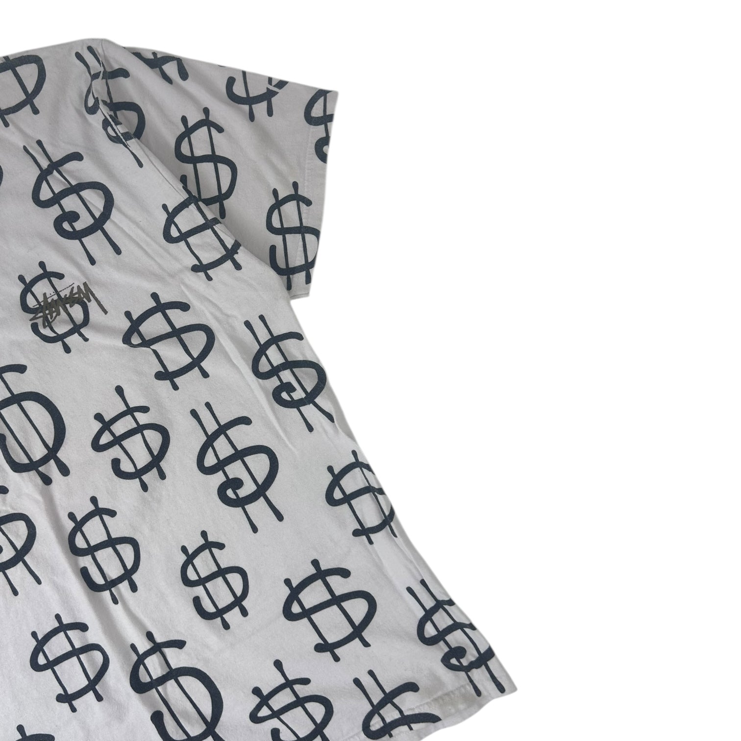 Vintage Stussy Dollar Sign All Over Print White
