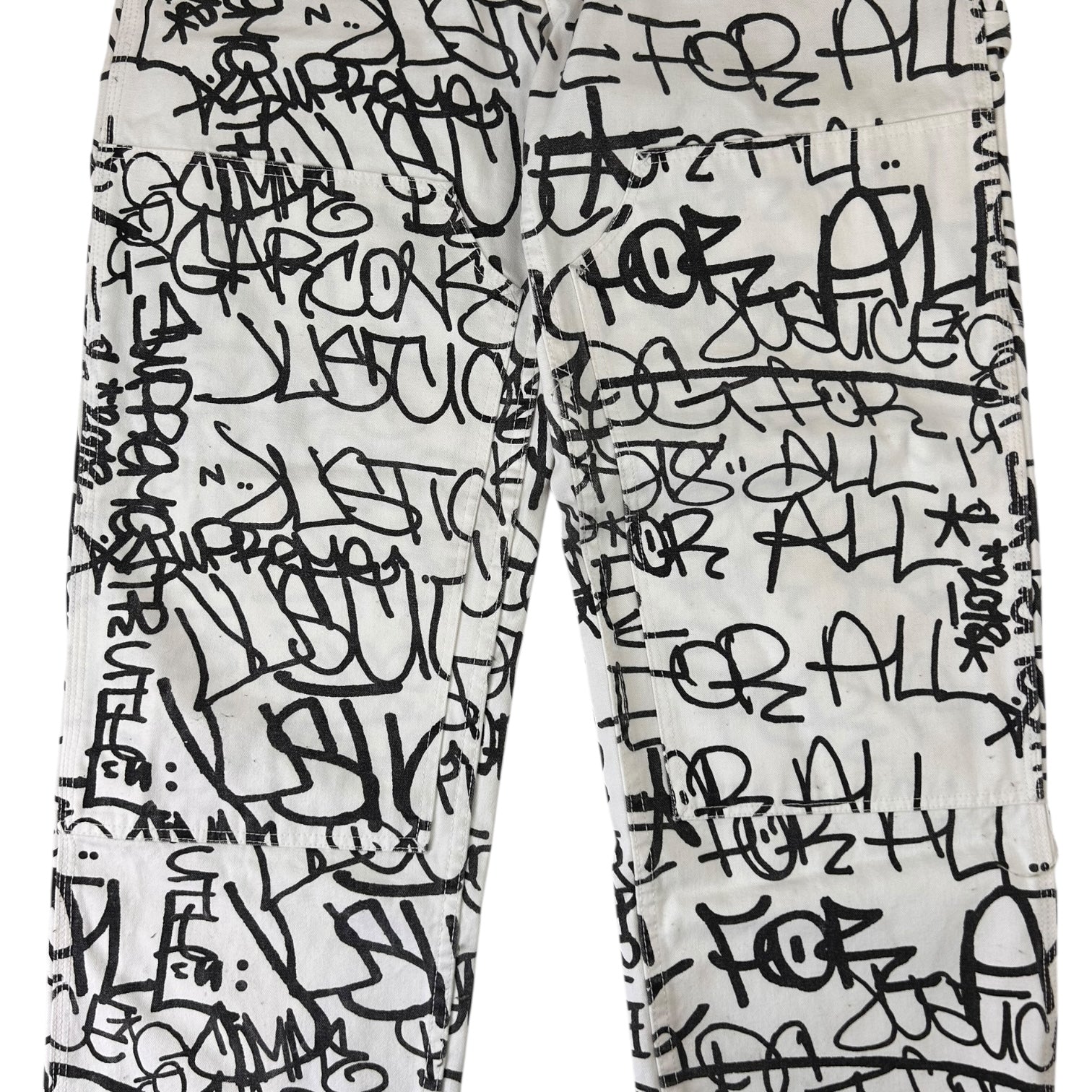 Supreme x Comme Des Garçon Shirt Justice For All Graffiti Pants White