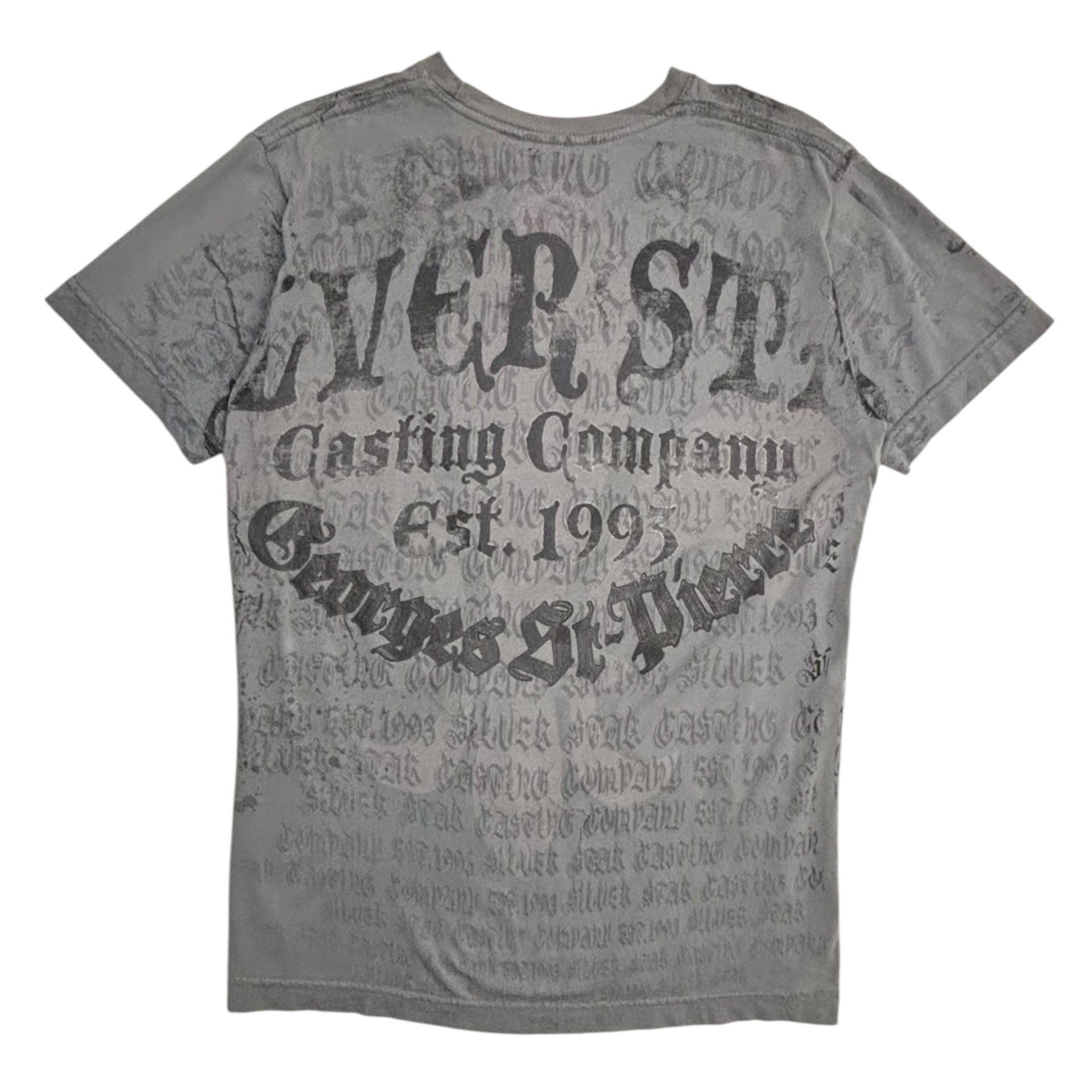Y2K Silver Star Cyber Mall Goth T-Shirt Grey