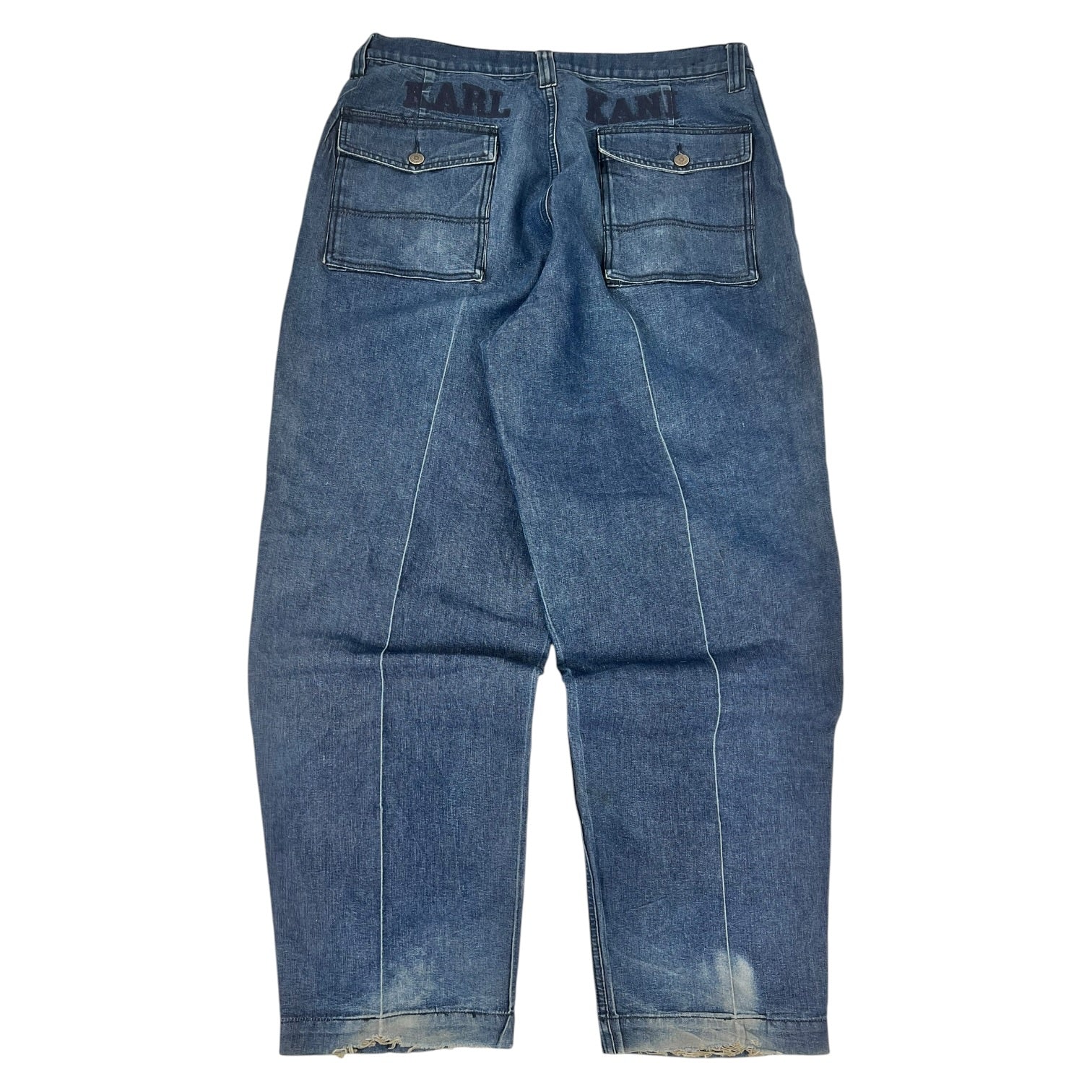 Vintage Karl Kani Baggy Denim Jeans Rear Logo Embroidery Utility Pockets
