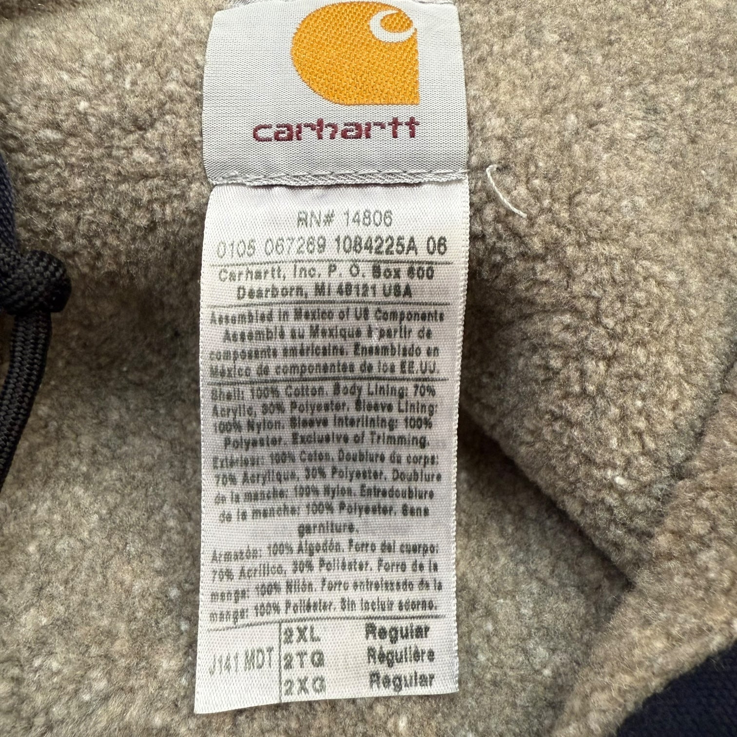 Vintage Carhartt Sherpa Lined Hooded Detroit Jacket Navy Blue