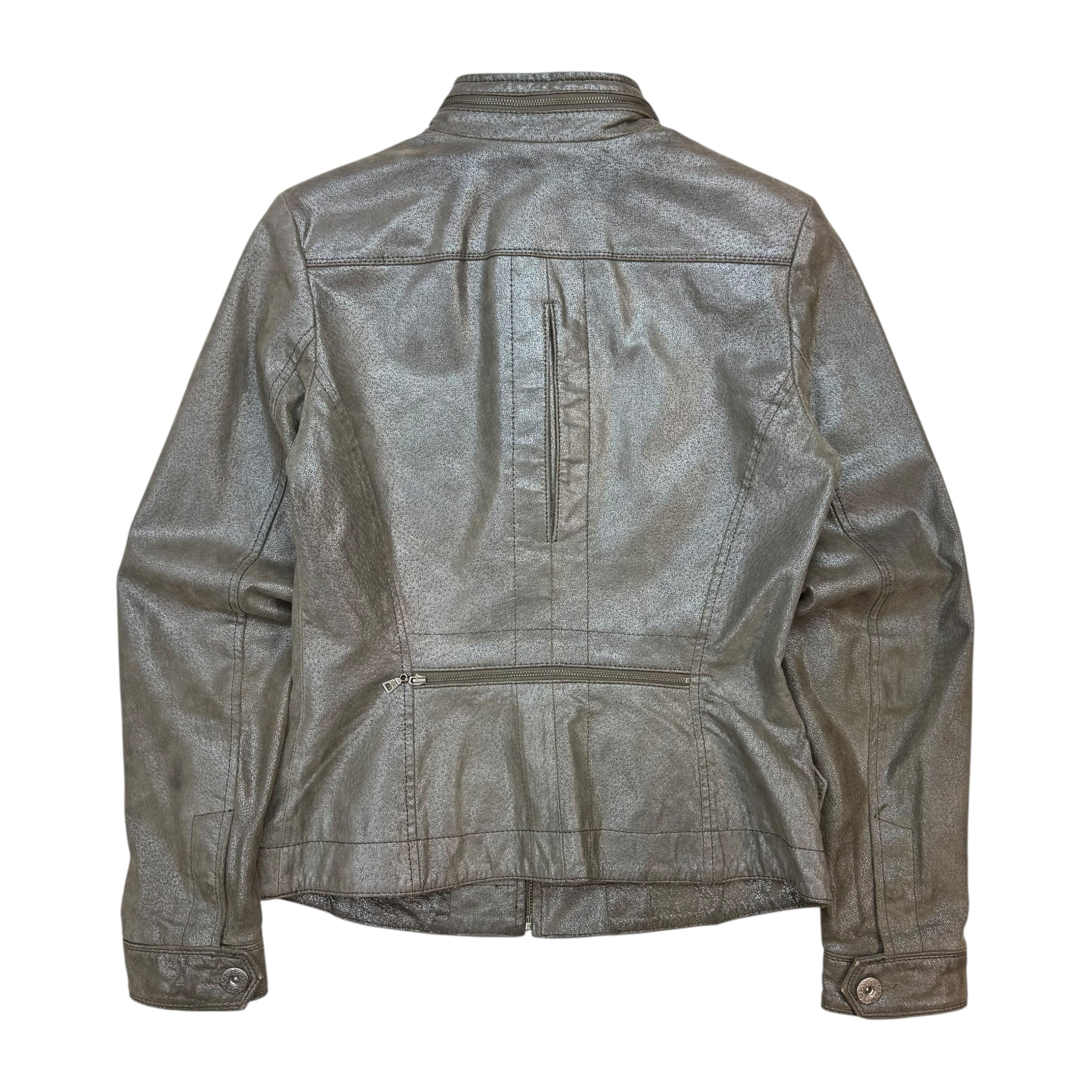 (W) Vintage Danier Leather Jacket Metallic Grey