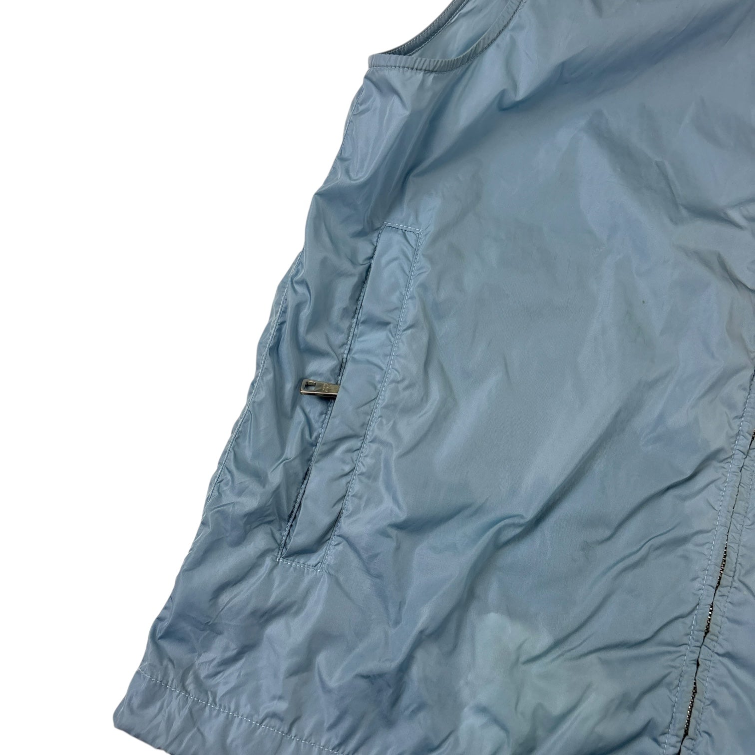 Prada Logo Plate Hooded Vest Baby Blue