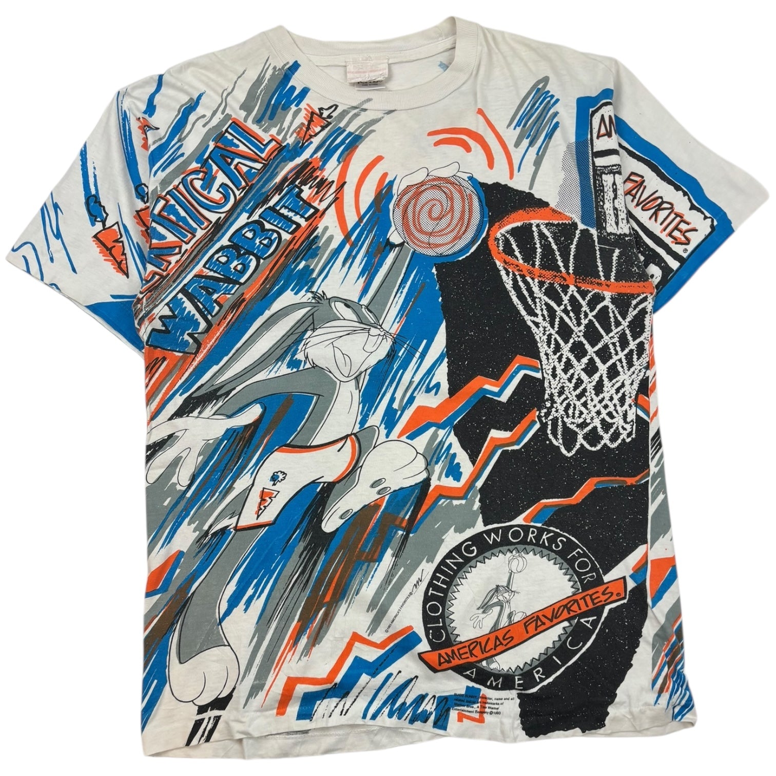 Vintage 1993 Bugs Bunny “America’s Favourite” Basketball AOP T-Shirt White