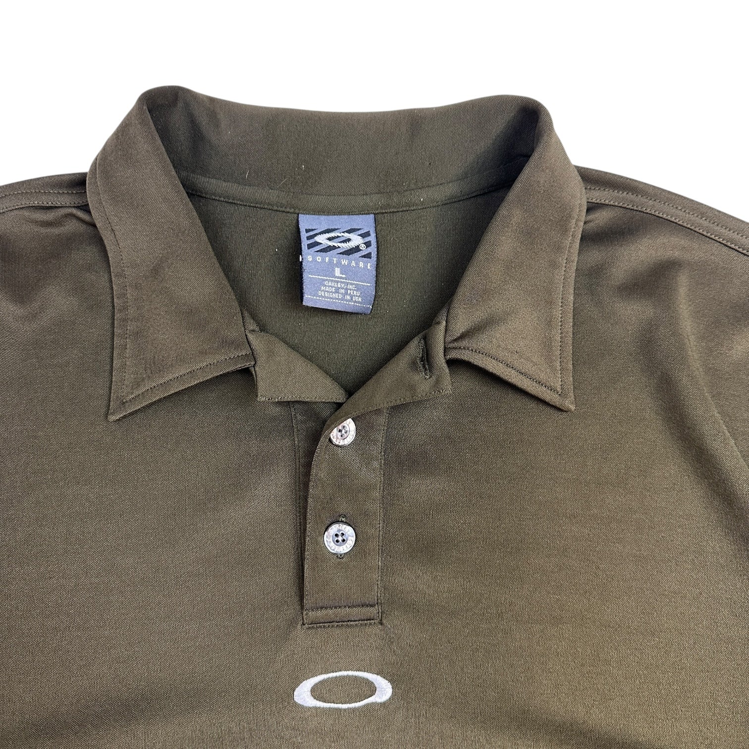 Vintage Oakley Software Polo Shirt Olive