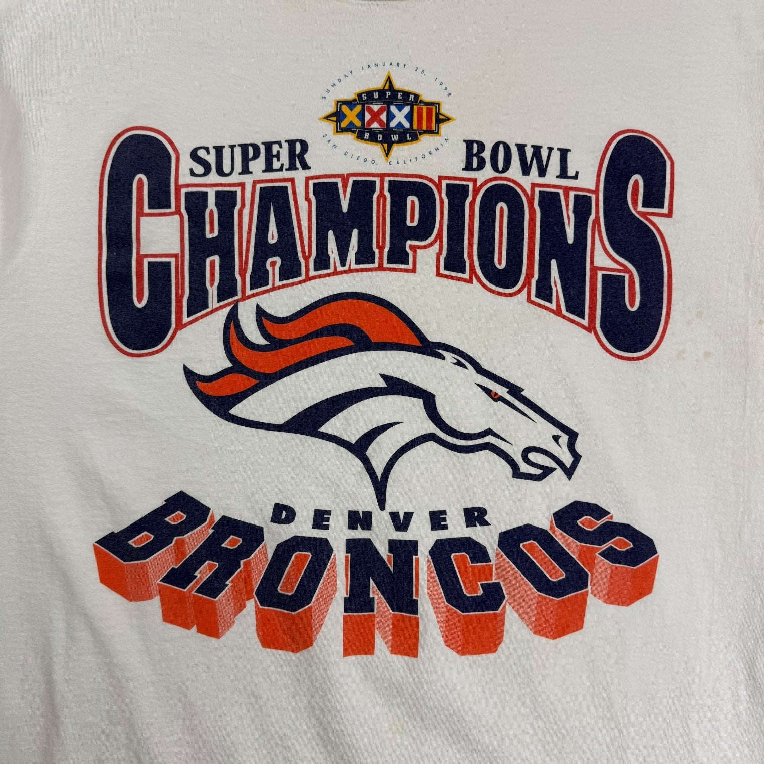 1998 Denver Broncos Super Bowl XXXII Champs Tee White