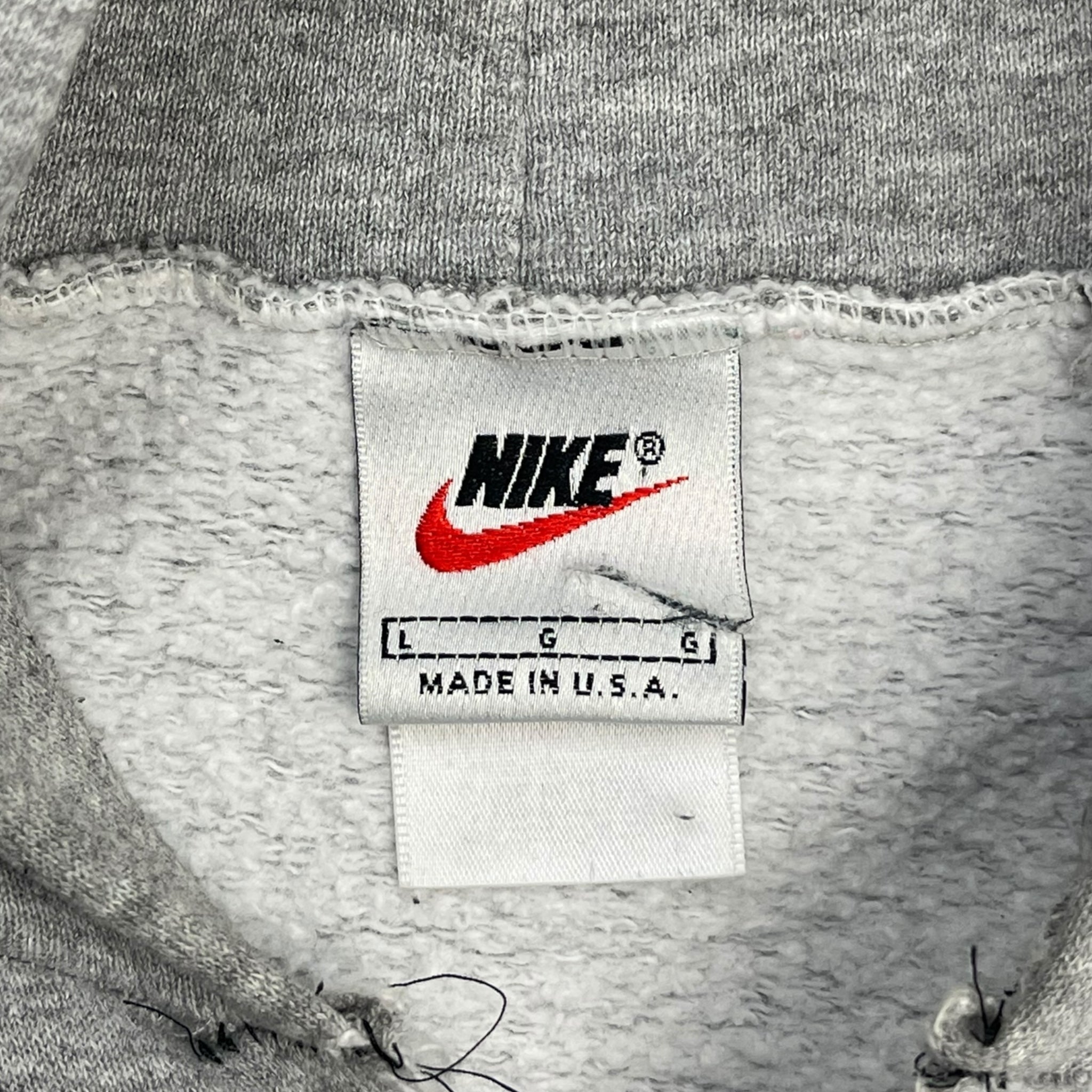 Vintage Nike Center Spellout Hooded Sweatshirt Grey