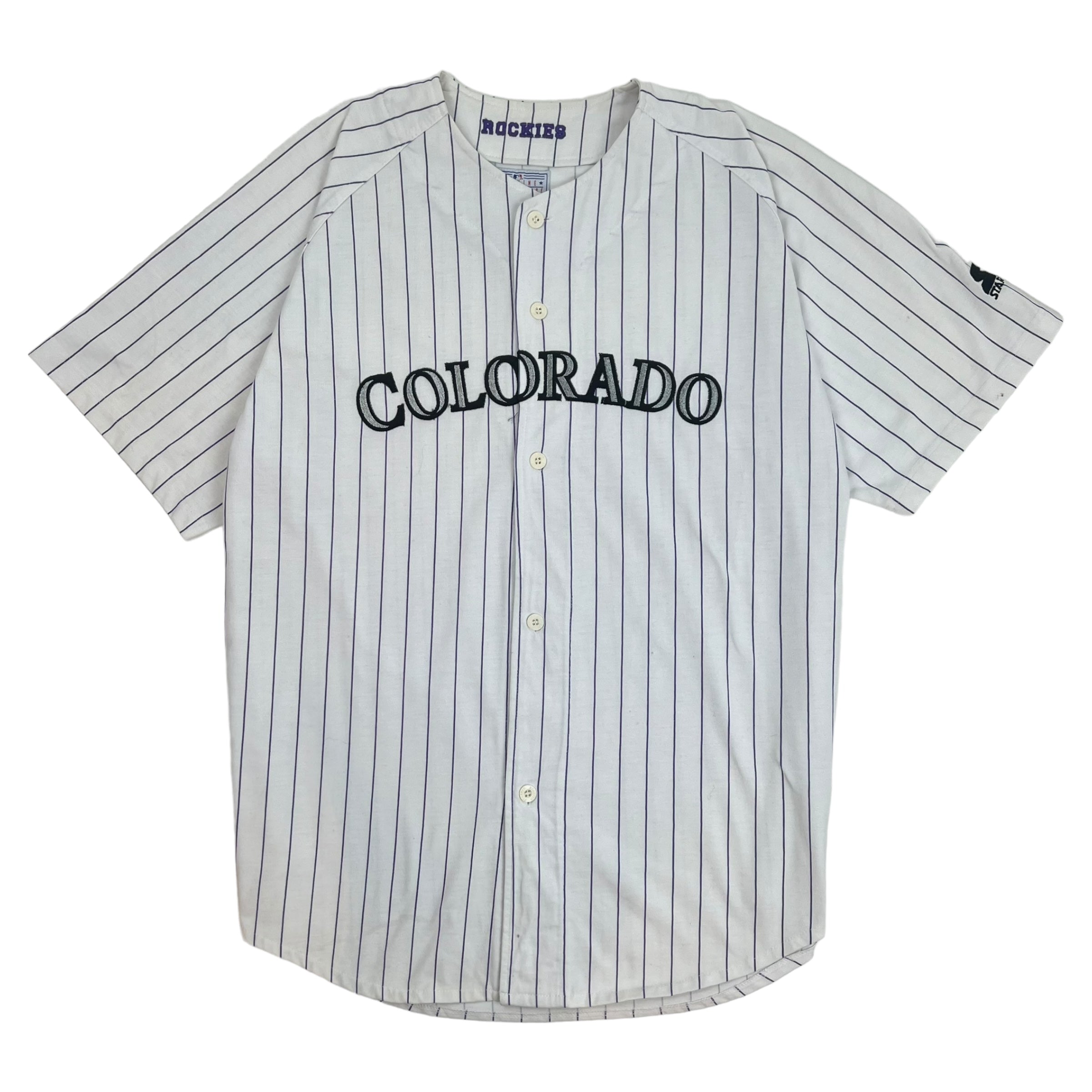 Vintage Starter Colorado Rockies Pinstriped Baseball Jersey