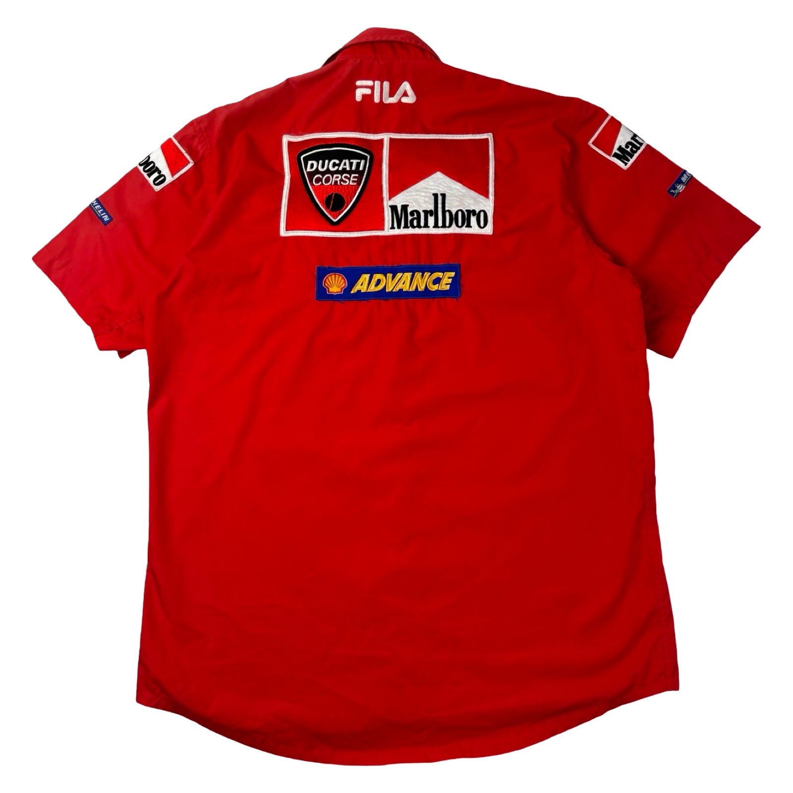 Vintage Ducati Corse Marlboro MotoGP Pit-Crew Button-Down Racing Shirt Red