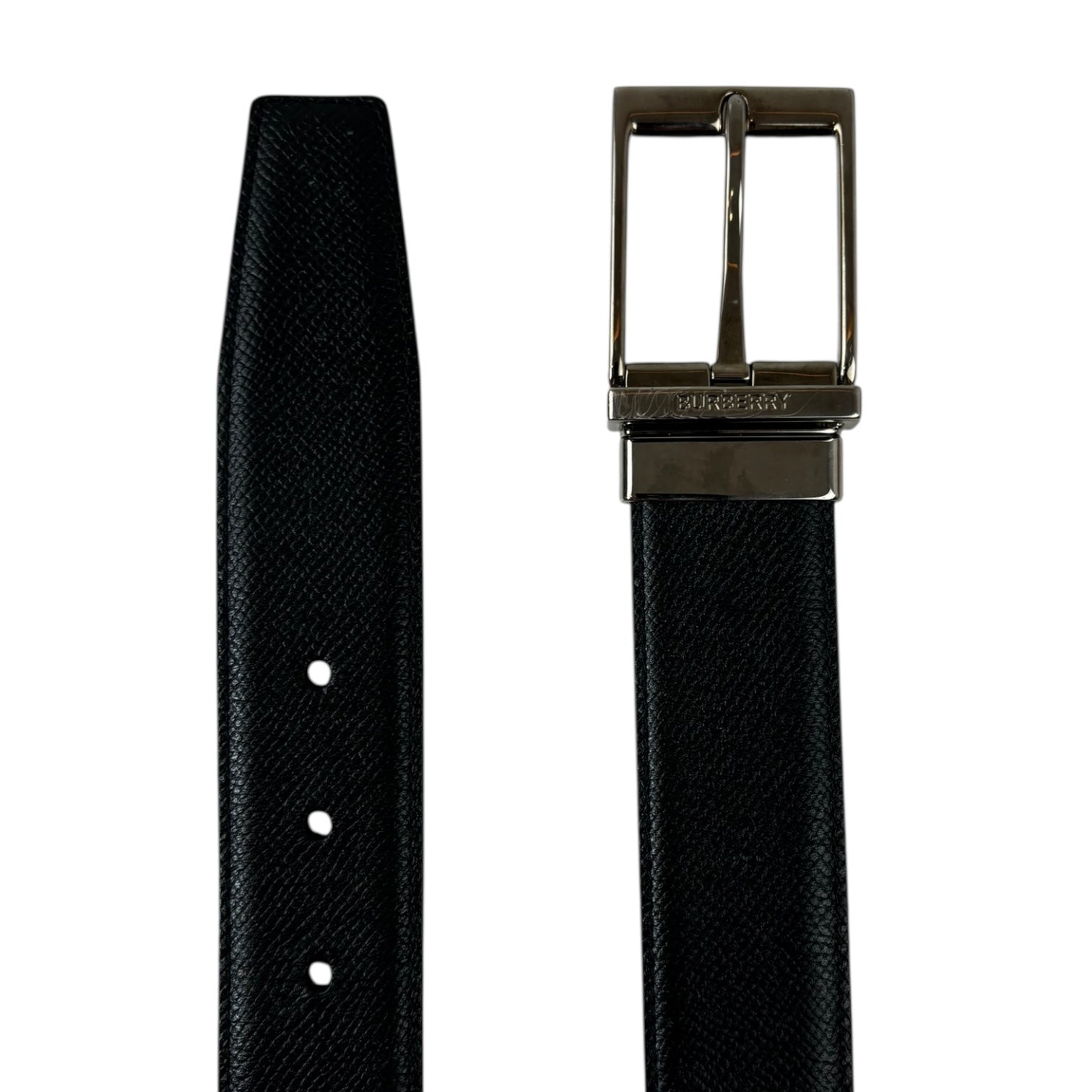 Burberry Reversible Textured Leather Belt Black/Brown