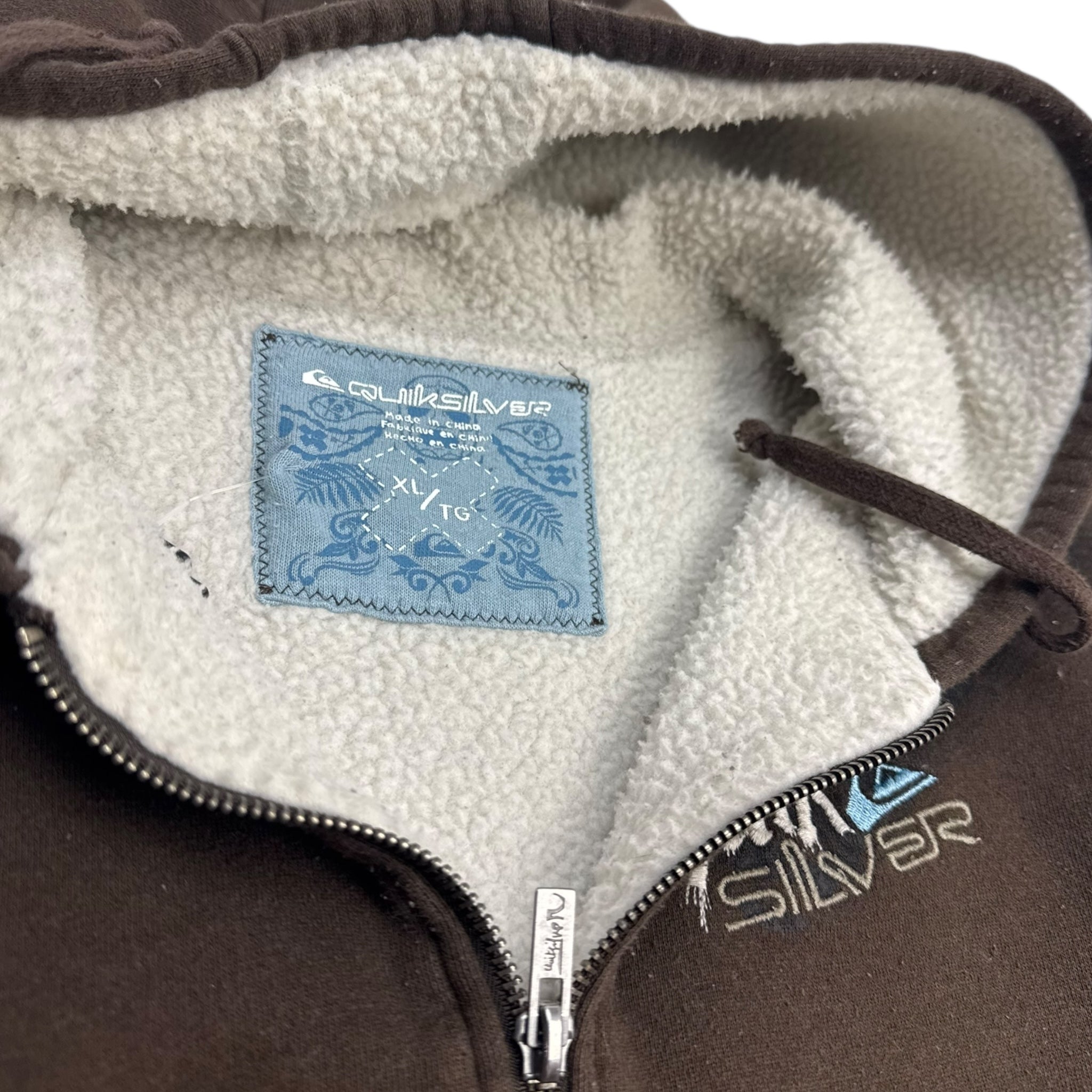 Y2K Quiksilver Zip Up Sherpa Lined Hoodie