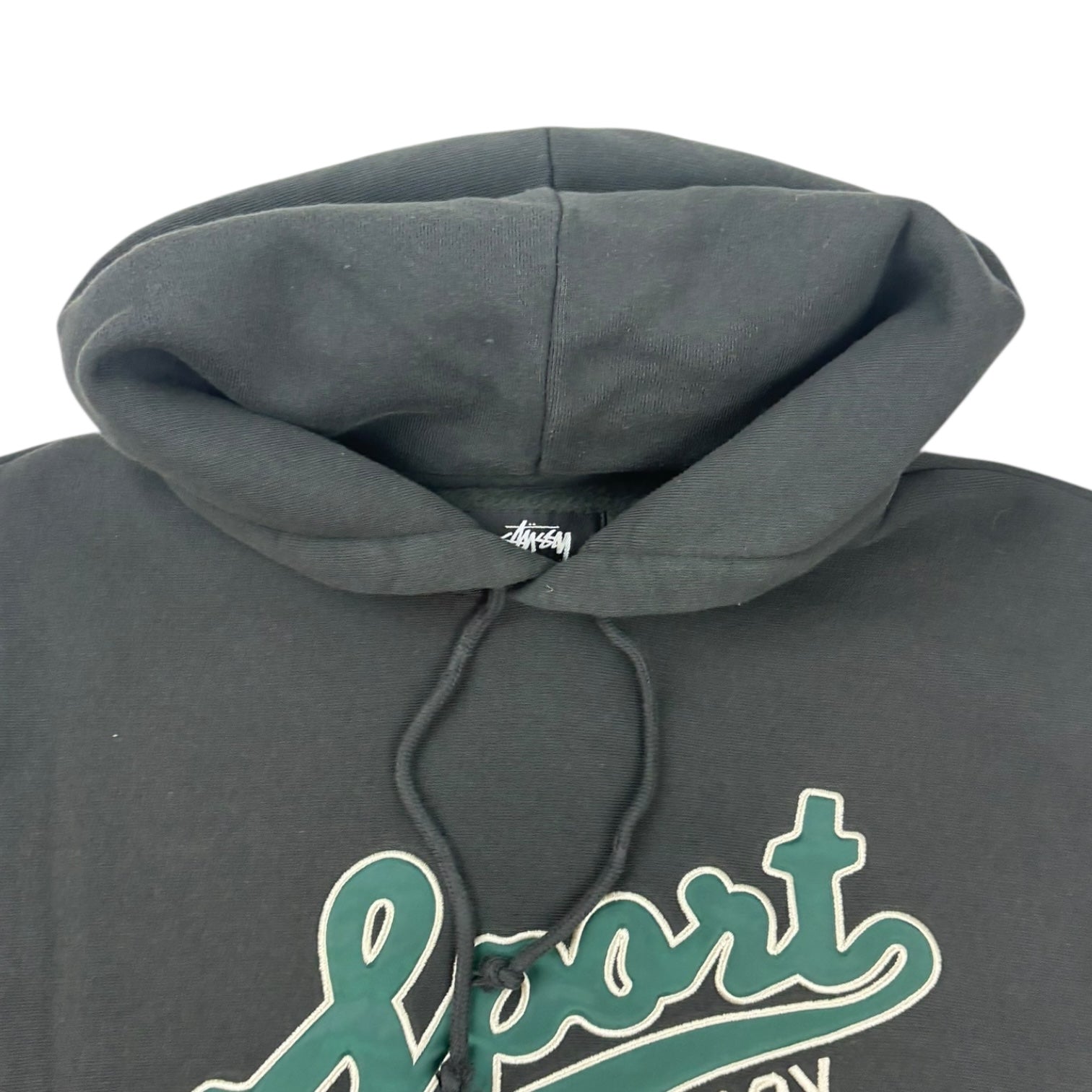 Stussy Satin Patch Oversized Hoodie Washed Black