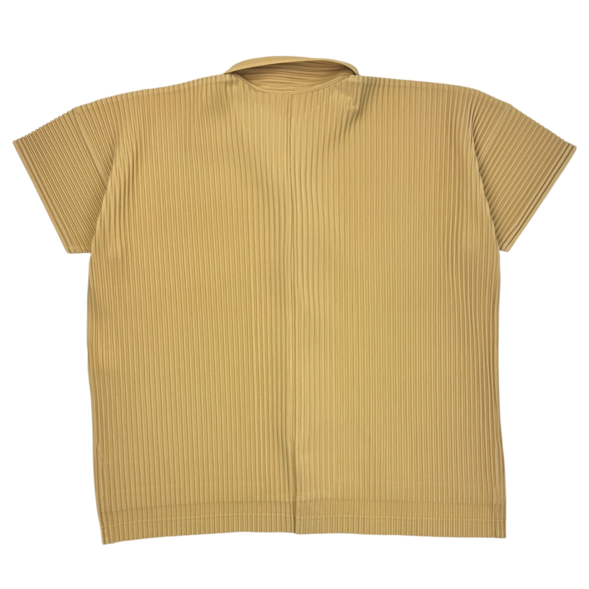 Issey Miyake Homme Plisse Pleats Please Short Sleeve Button Up Yellow