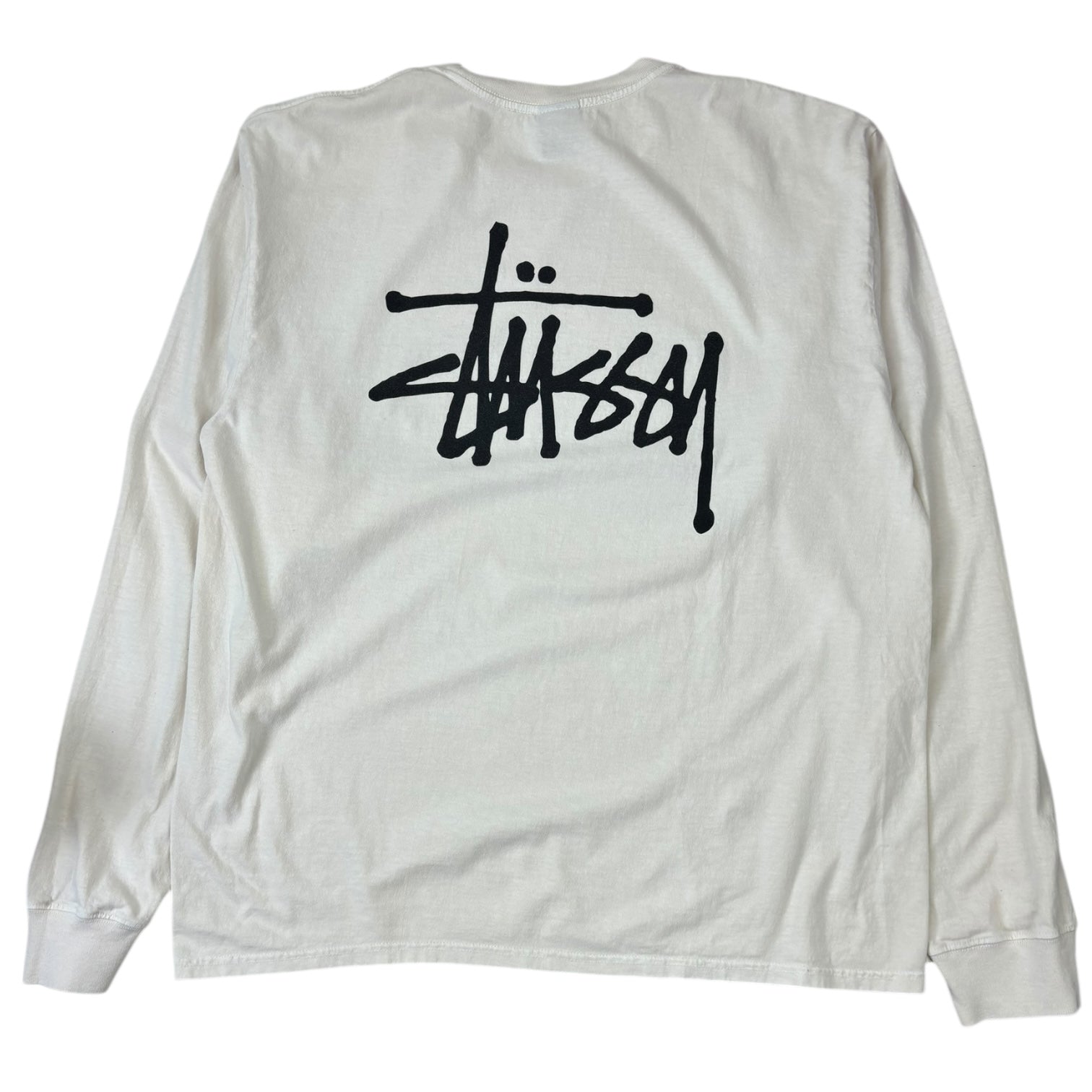 Stussy Stock Logo Long Sleeve White