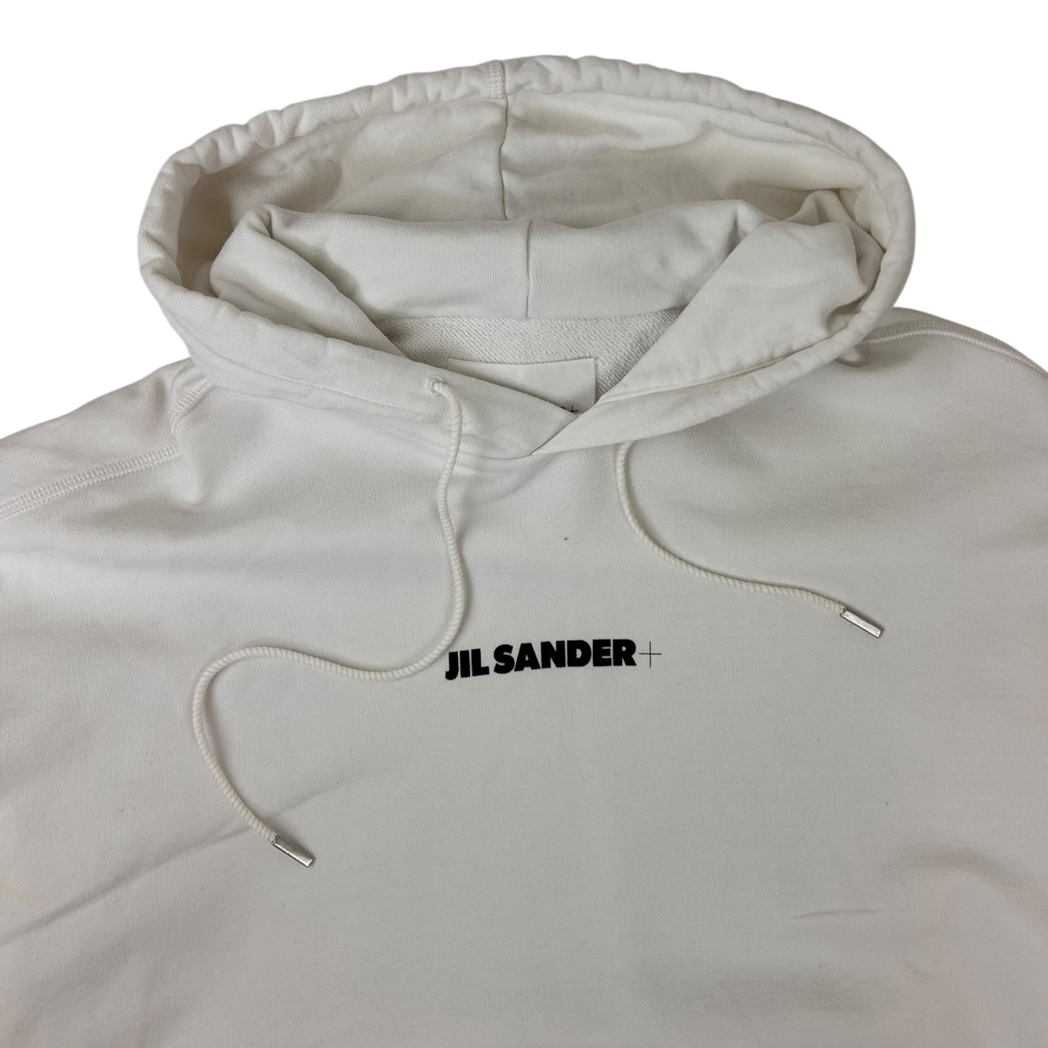 Jil Sander Frontal Logo Hoodie White
