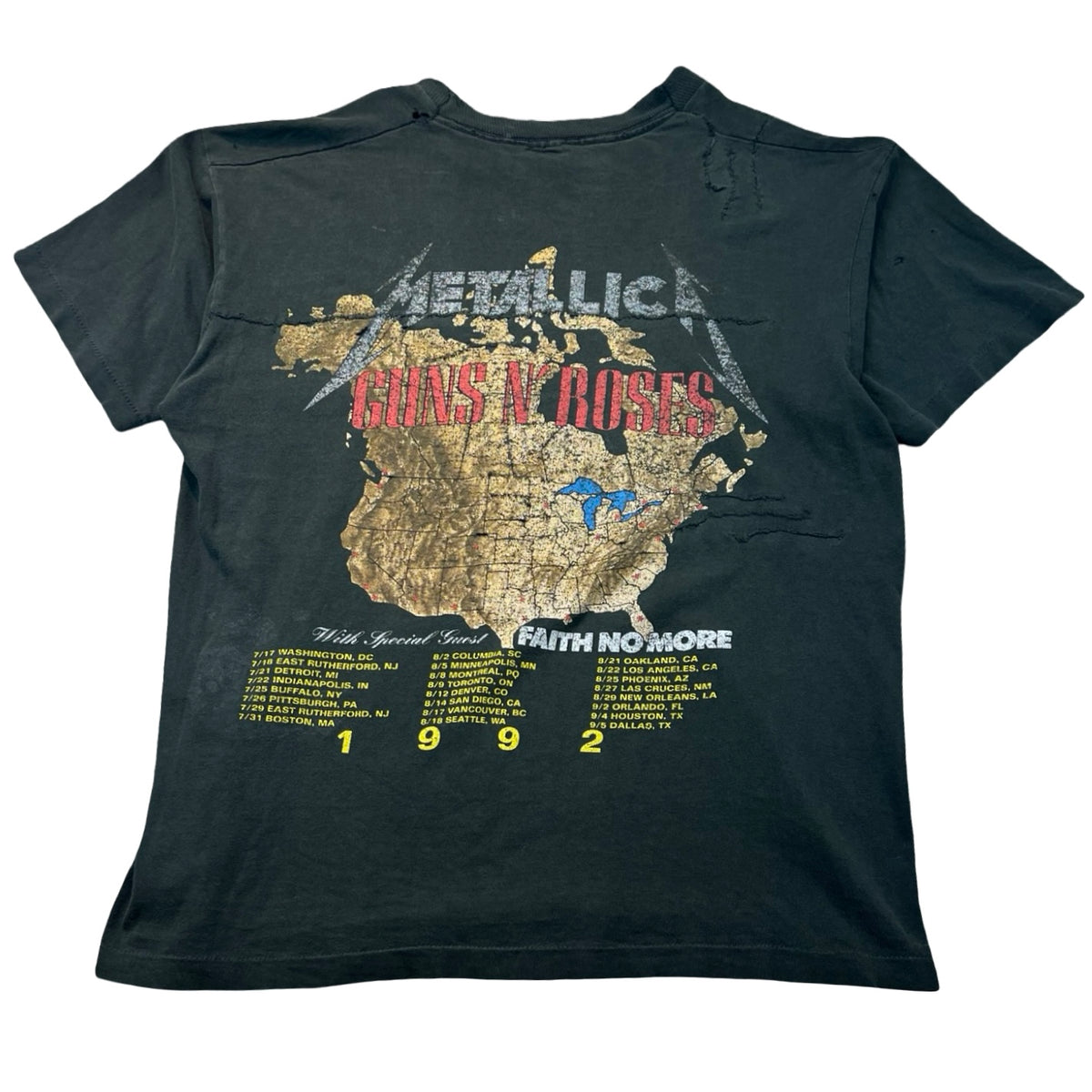 Vintage 1992 Guns n Roses Metallica T-Shirt Black