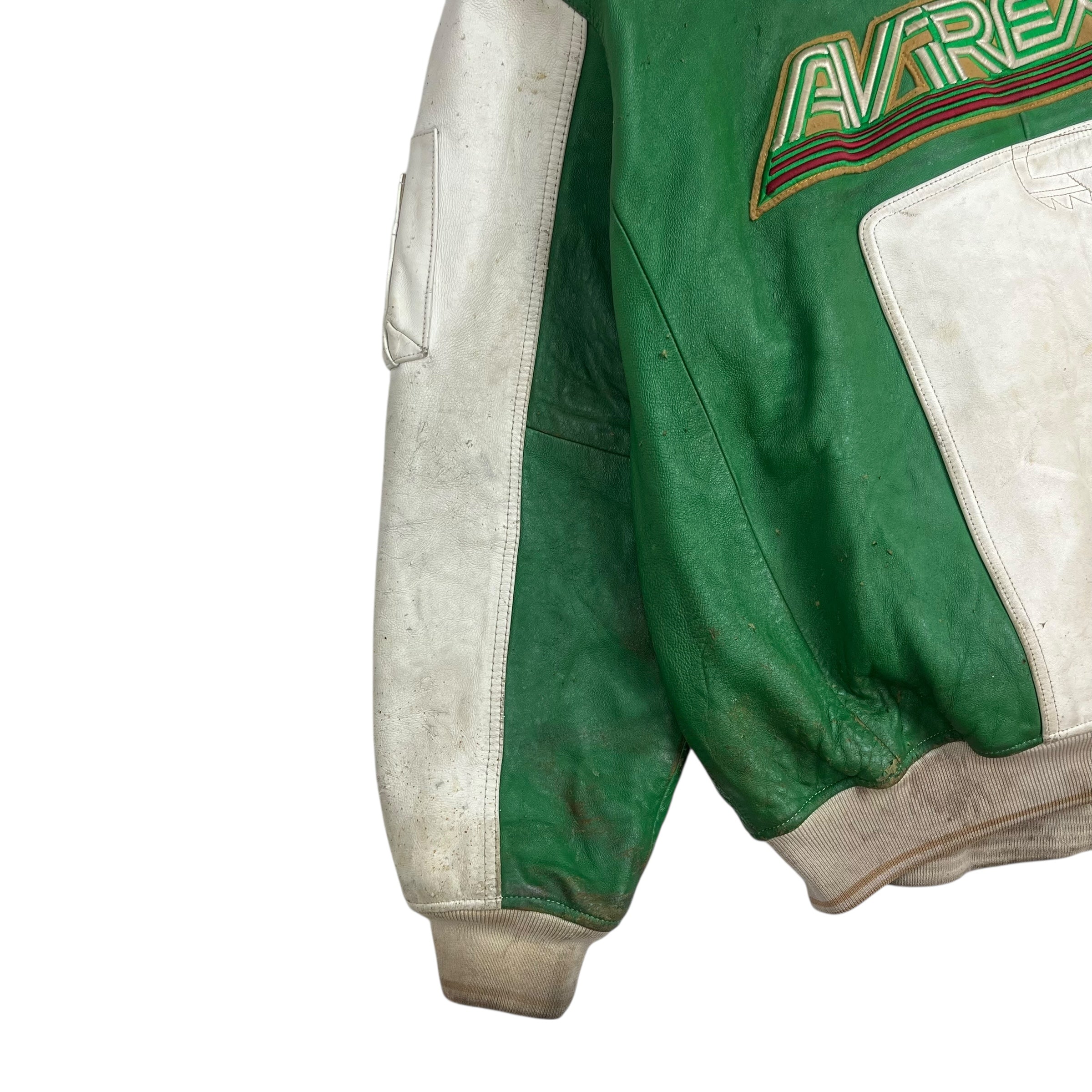 Vintage Avirex Varsity Leather Jacket White/Green