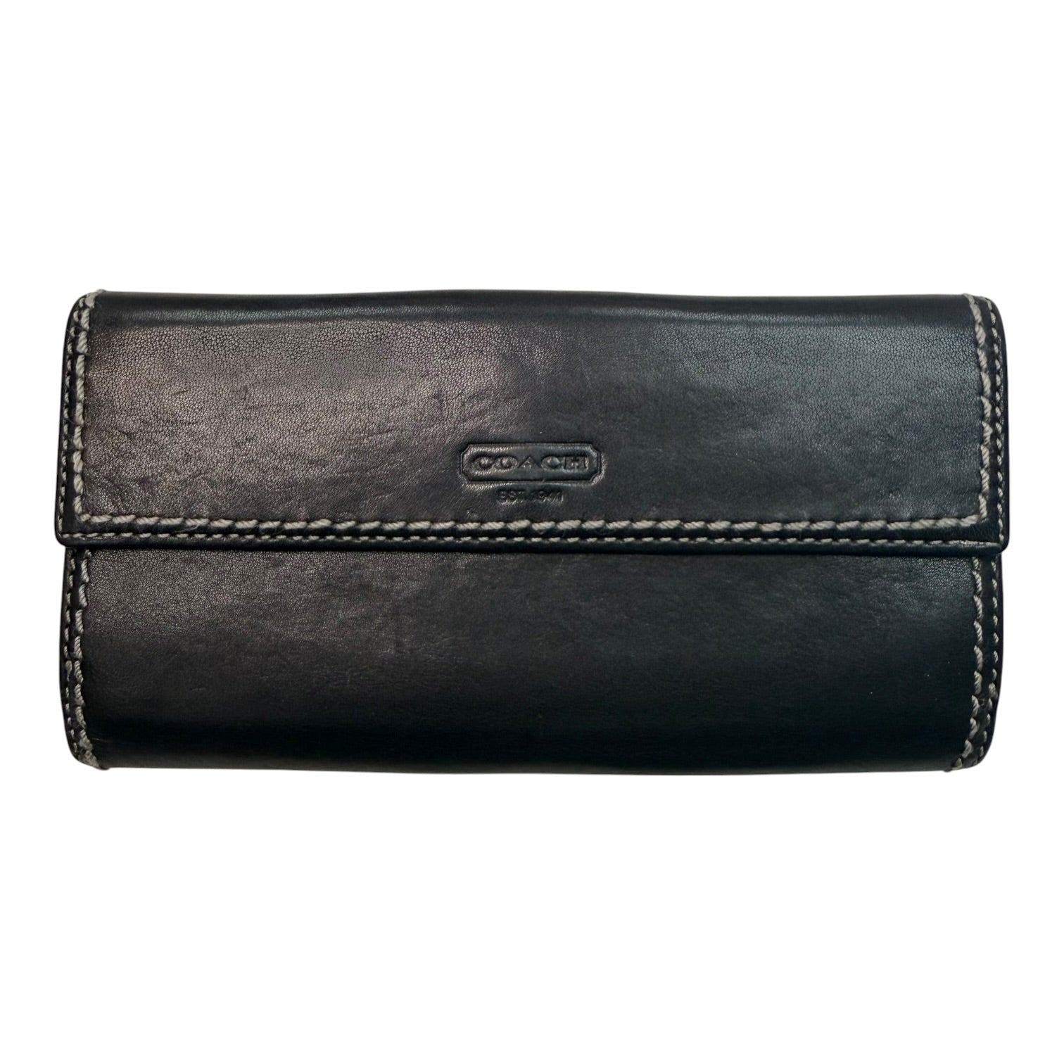 (W) Vintage Coach Hampton Turnlock Wallet Black