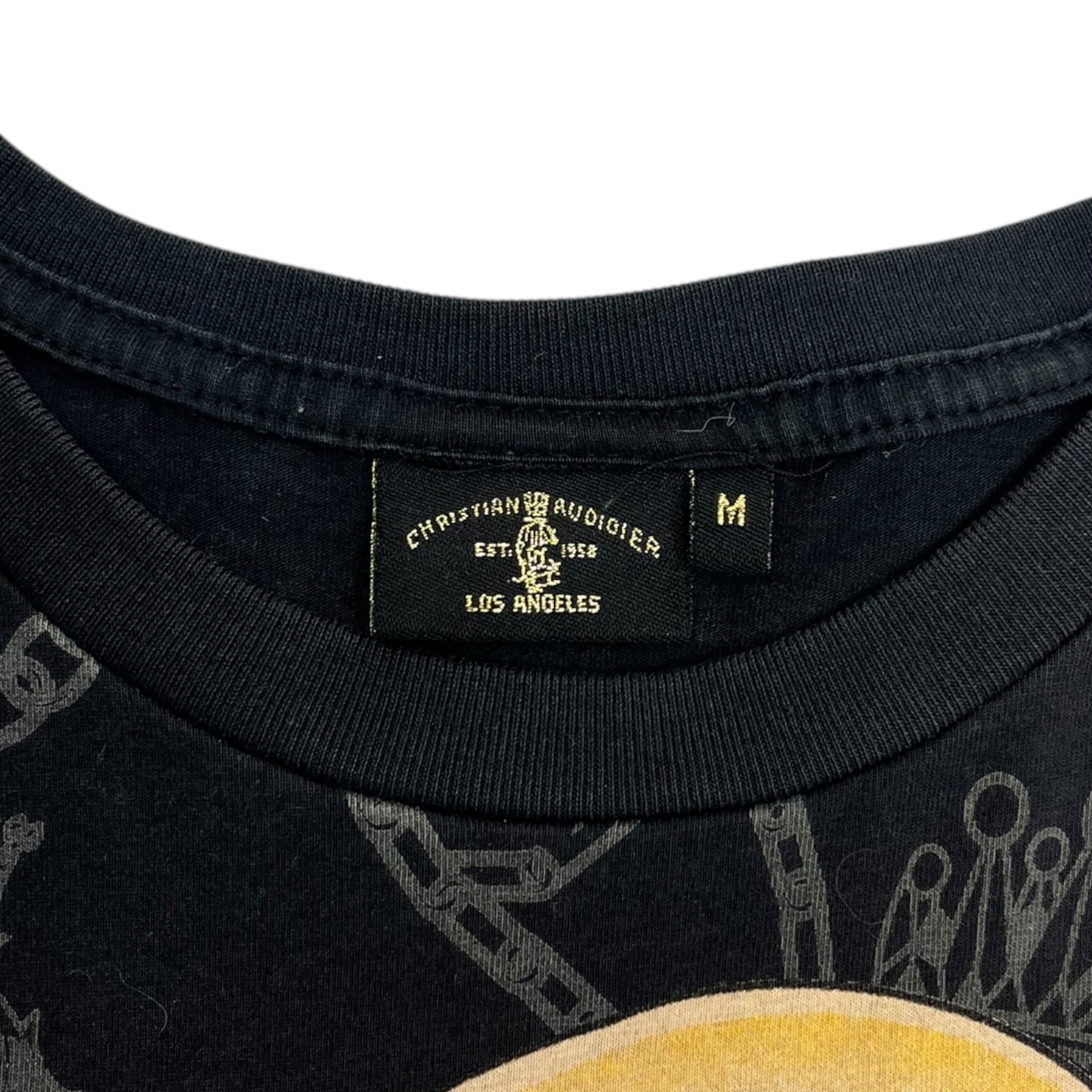 Vintage Y2K Christian Audigier Rhinestone Skull Chains Tee