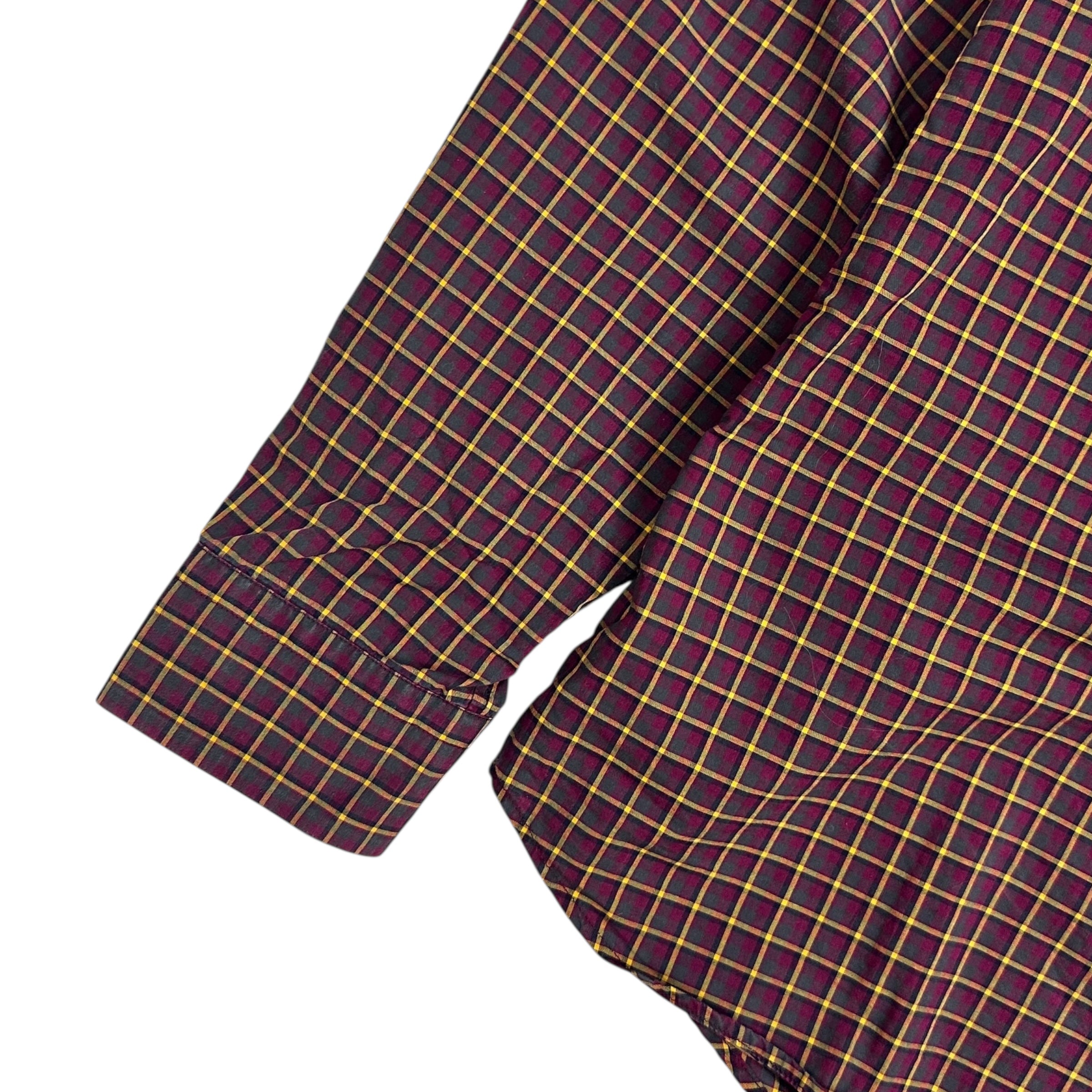 Prada Casual Plaid Button Up Maroon